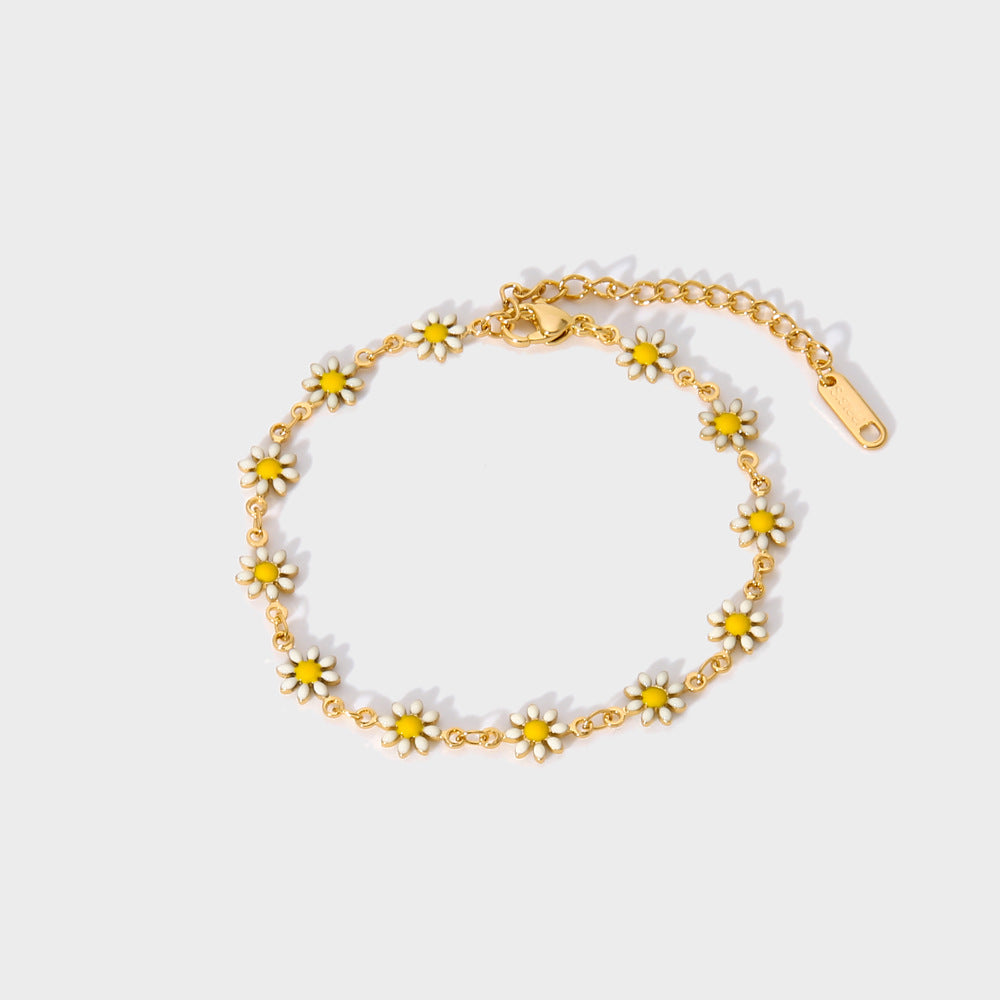 Charming Enamel Flower Bracelet & Necklace Set for Women - Elegant Jewelry Gift for Birthday, Anniversary & Valentine's Day | JDB635 | Perfect for Everyday Wear, Date Nights & Special Occasions