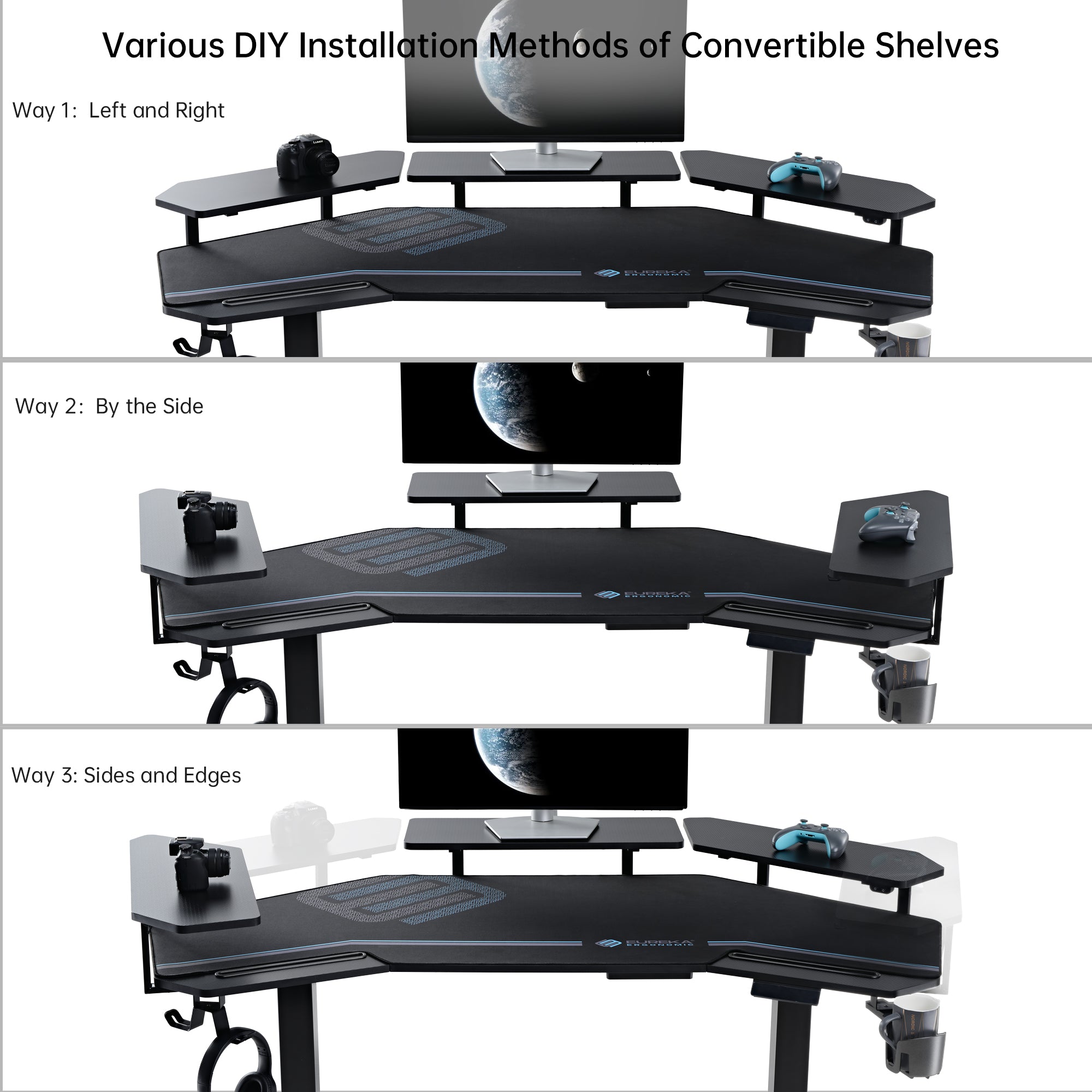 Aero Pro Wing Shaped Adjustable Standing Desk - 63x23 Inches Ergonomic Home Office Workstation for Productivity & Back Pain Relief