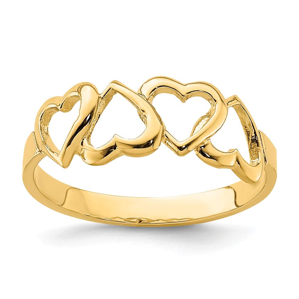 14K Solid Yellow Gold Heart Ring Band for Women - Elegant Valentine's Day Gift, Anniversary Jewelry, Romantic Proposal Promise Ring