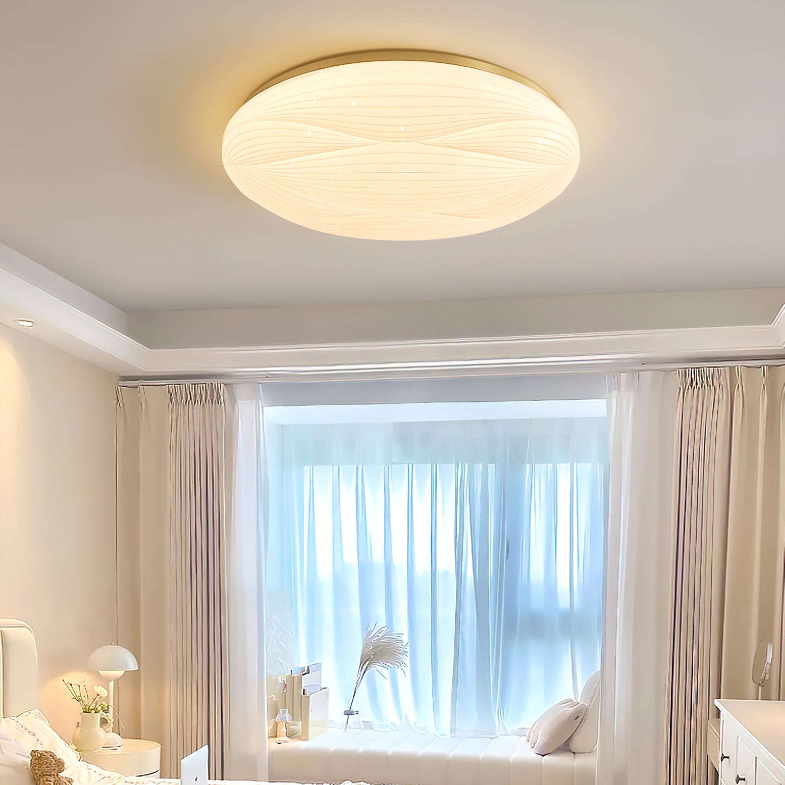 Modern Banno Ceiling Light Fixture - Energy Efficient LED Flush Mount Lighting for Bedroom, Living Room & Kitchen - Dimmable Indoor Ceiling Lamp with Easy Installation