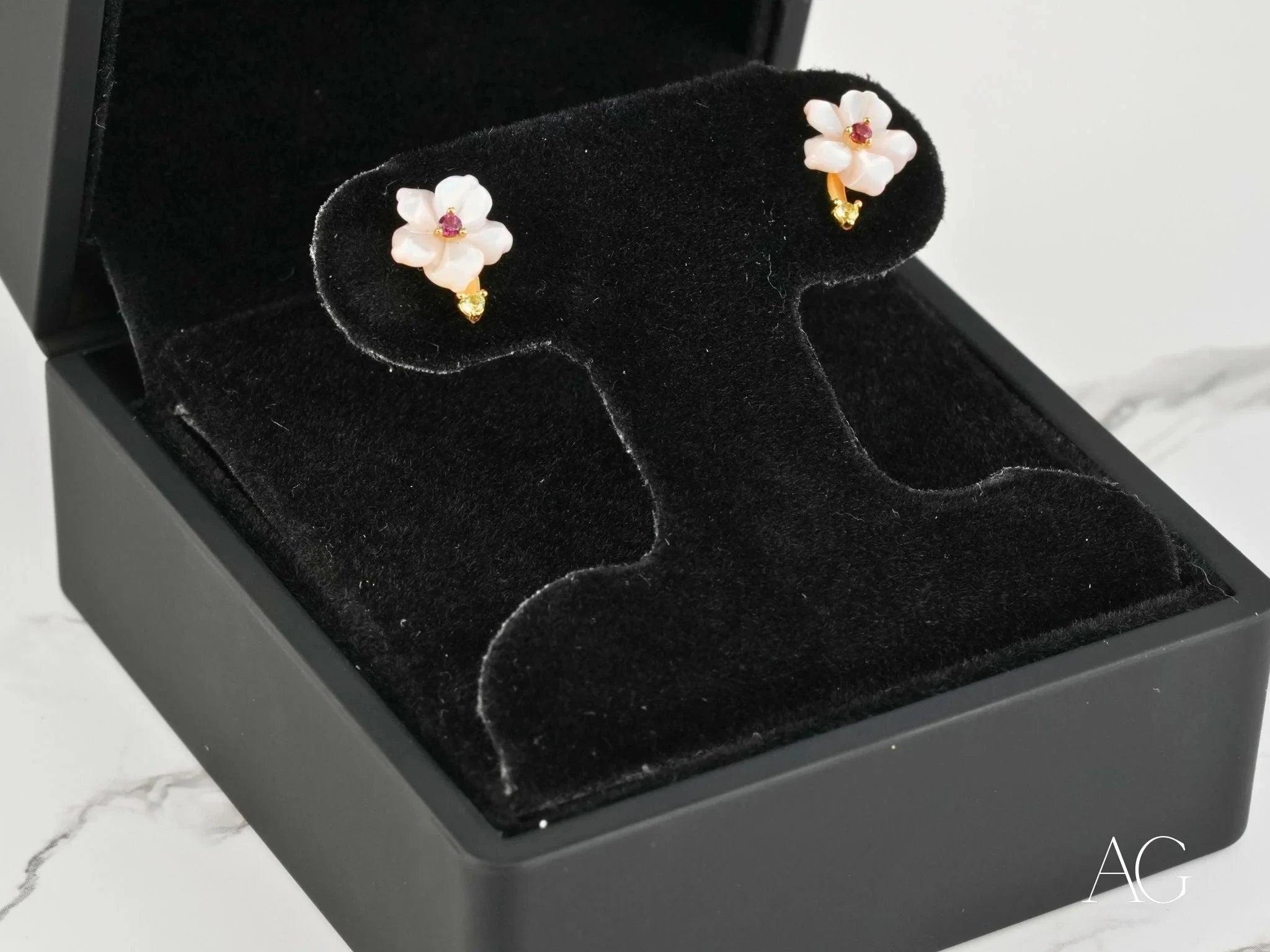 Petal Fantasy 18K Gold Flower Cubic Zirconia Earrings – Elegant Dangle Earrings for Women, Perfect for Weddings, Parties & Special Occasions