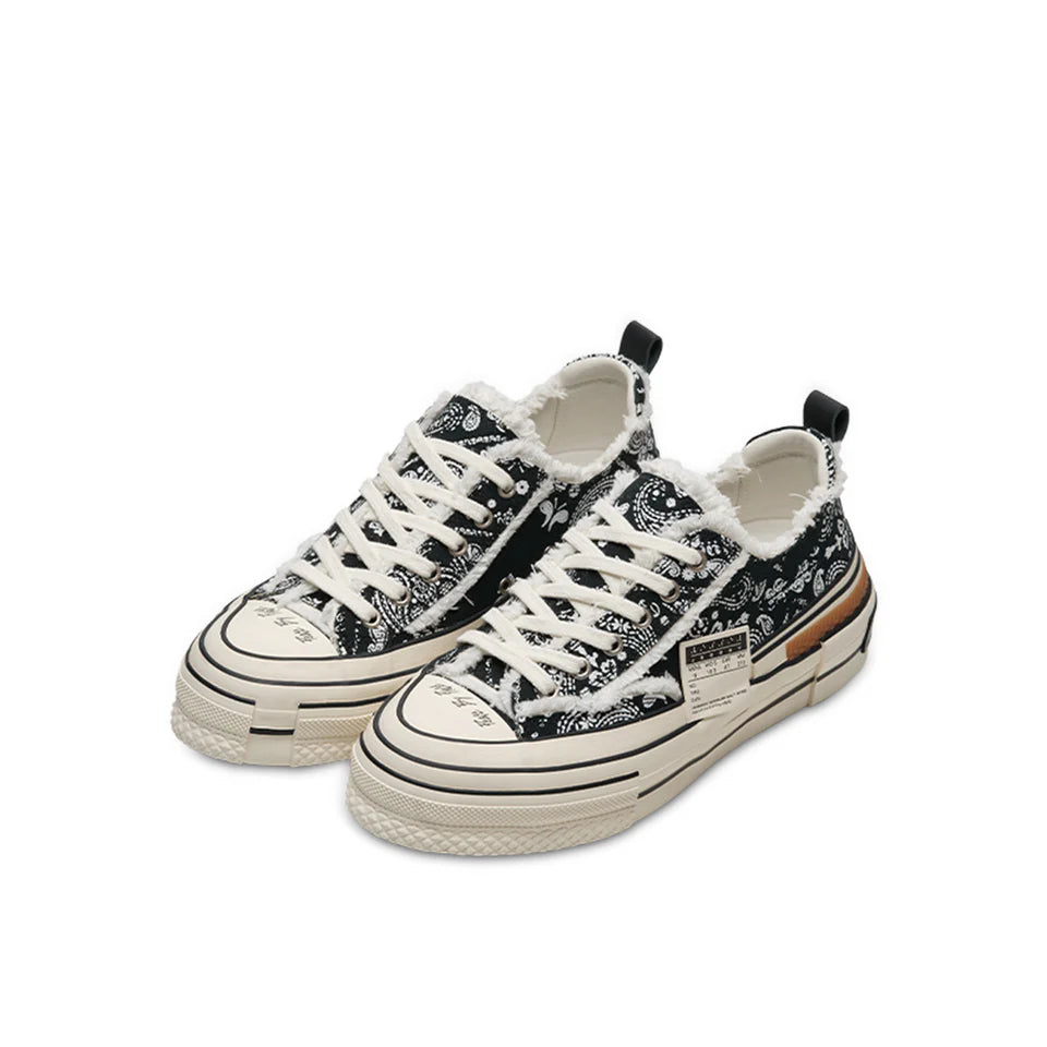 XVESSEL x PA PEACE AND AFTER G.O.P Lows Sneakers - Black Paisley Design (PA 24XVAC 03) | Stylish Streetwear for Men & Women | Perfect for Casual Outfits and Urban Fashion