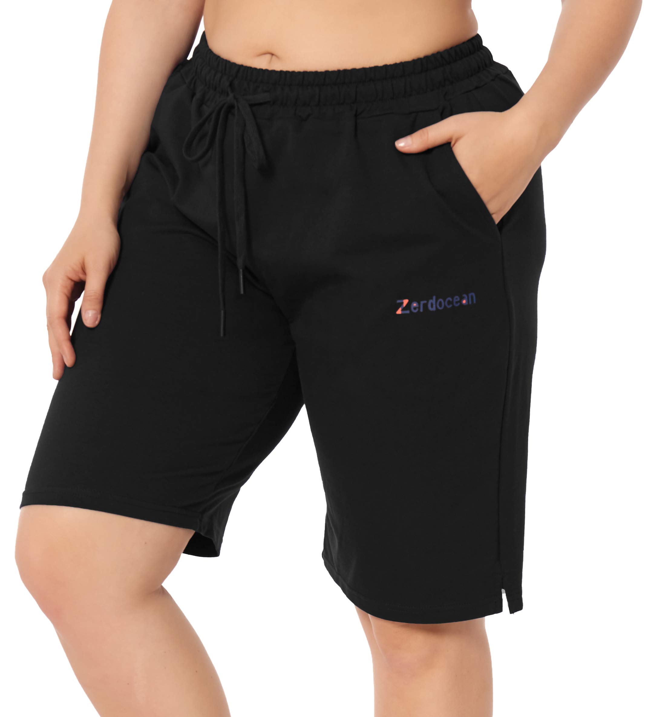 ZERDOCEAN Women's Plus Size Casual Sports Shorts - Lounge, Yoga, Pajama, Walking & Sweat Shorts with Pockets | Comfortable Activewear for Workout, Home, Travel & Everyday Wear