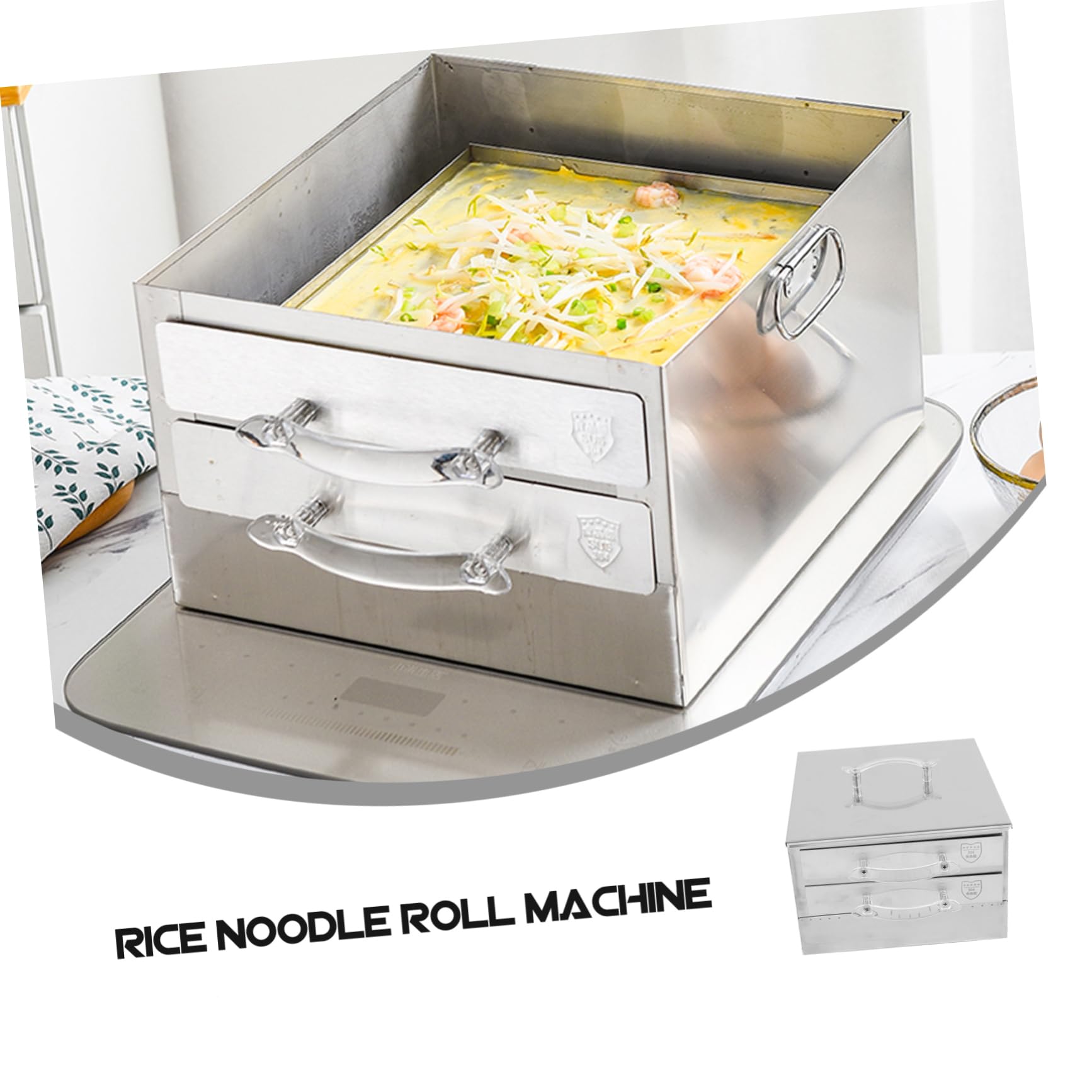 Hemoton Stainless Steel Dumpling Steamer - Single Layer Chinese Cheung Fun Steamer for Rice Noodle Rolls, Vegetables & Cantonese Recipes - Perfect for Home Cooking & Asian Cuisine Preparation