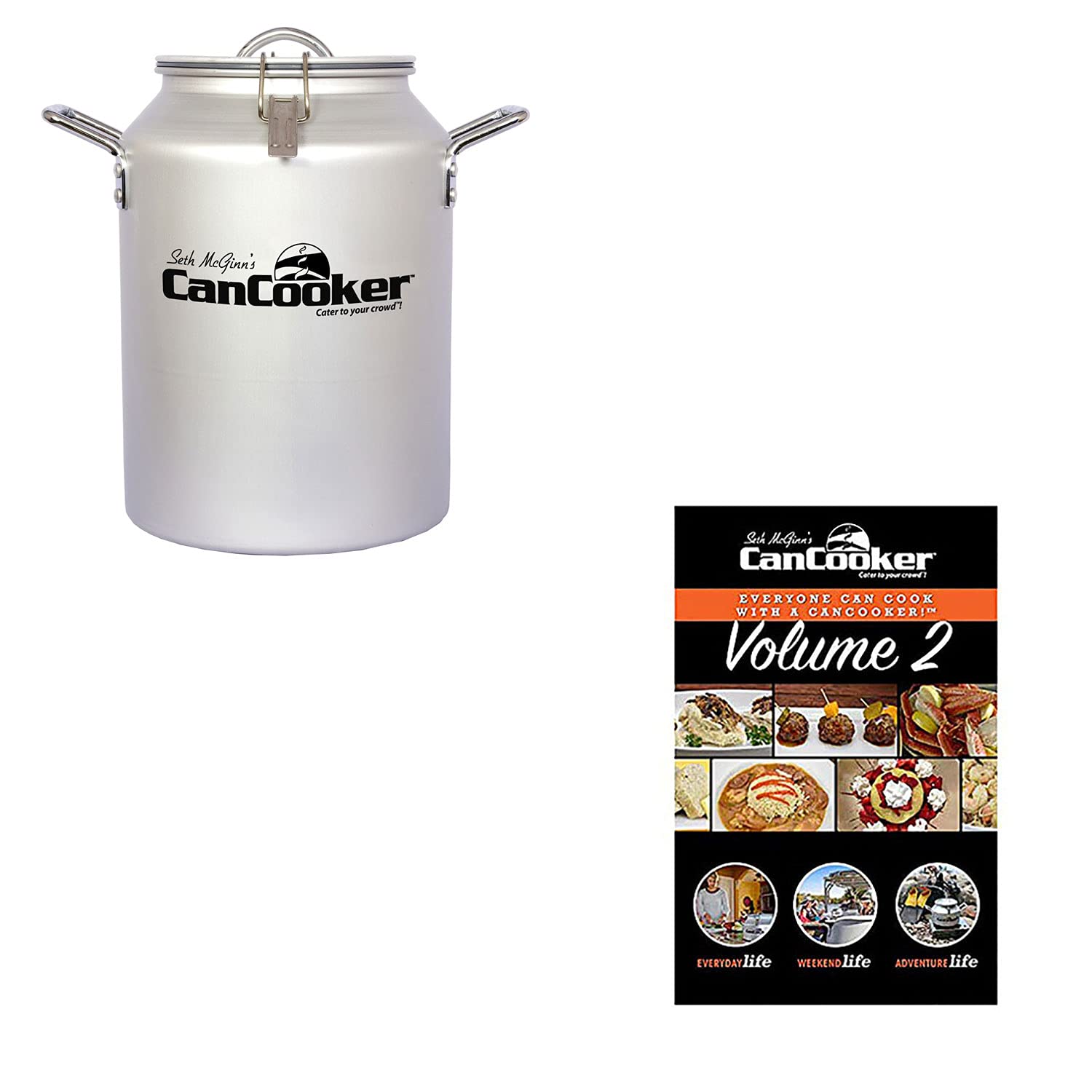 CanCooker 4 Gallon Steam Cooker & Convection Cooker Bundle with 100-Page Recipe Cookbook - Perfect for Outdoor Camping, Backyard BBQs, and Family Gatherings