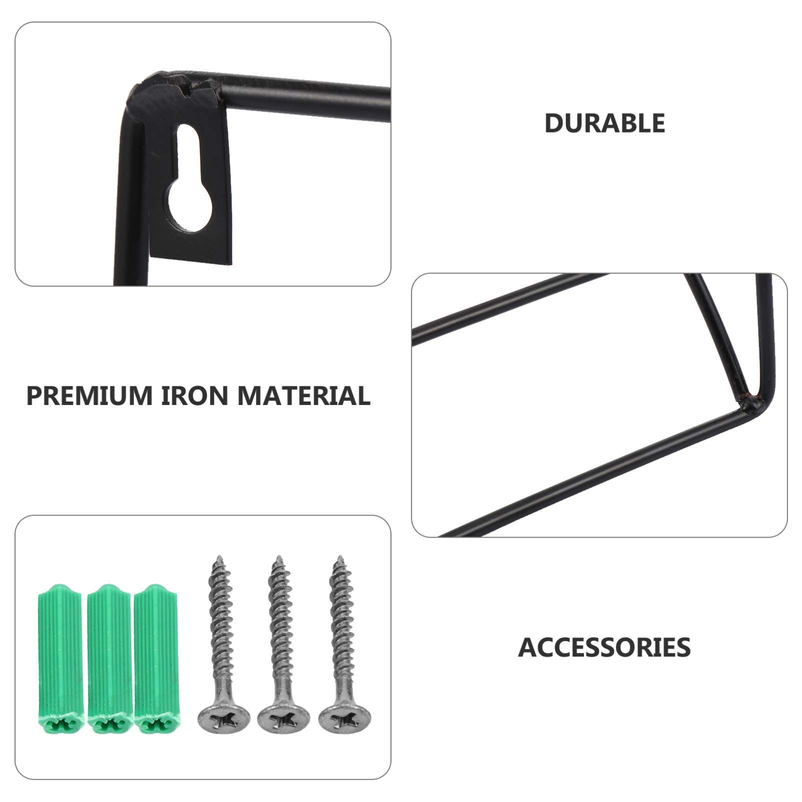Heavy Duty Wrought Iron Hose Holder - Wall Mount Clothes Rack & Coat Hanger with Screws - Perfect for Garage, Laundry Room, and Automotive Storage - Durable Water Hose Stand Accessory for Organizing Hoses, Hooks, and Tools