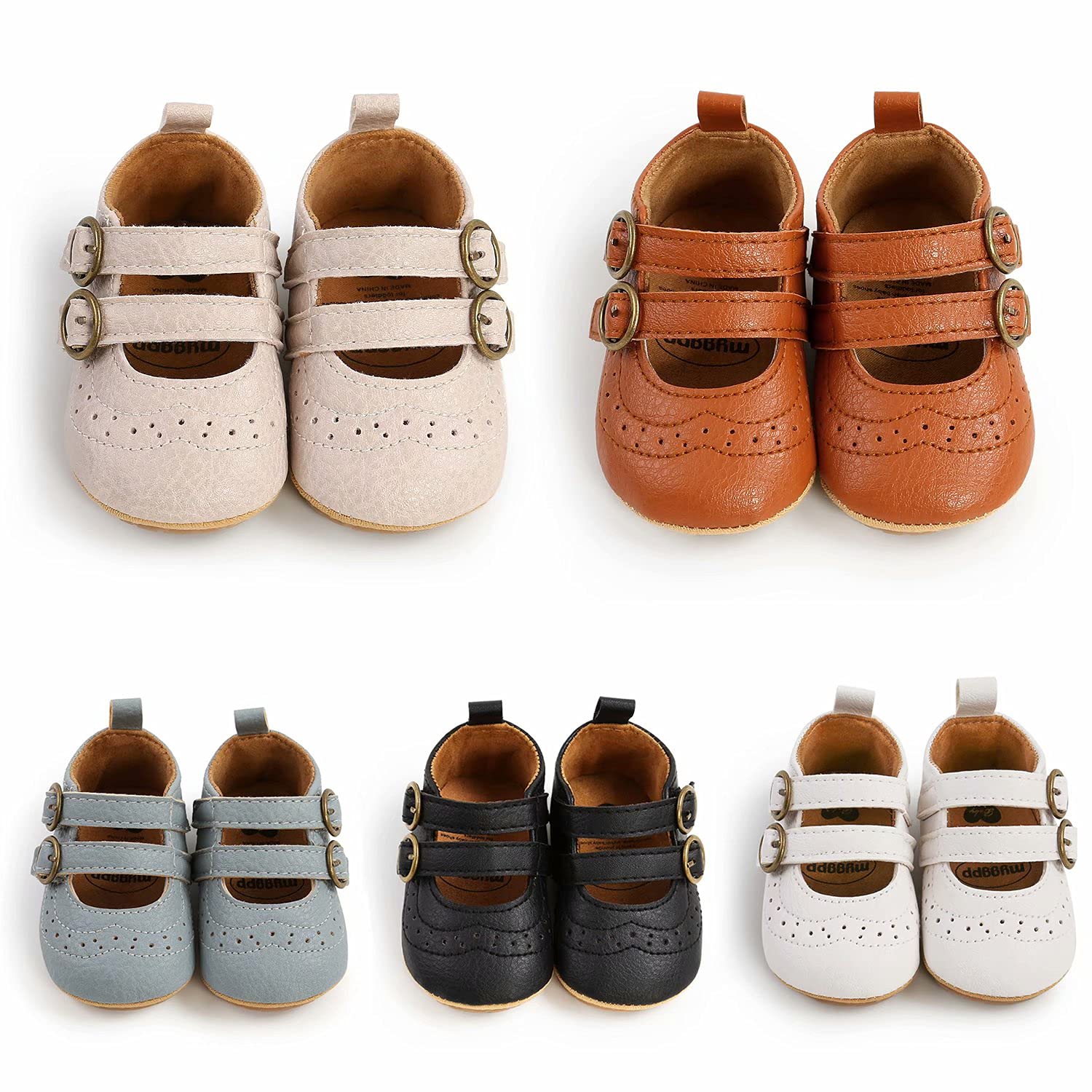Non-Slip Baby Girls Mary Jane Flats - Soft Rubber Sole First Walkers Shoes for Toddlers | Princess Dress Shoes for Special Occasions & Everyday Wear