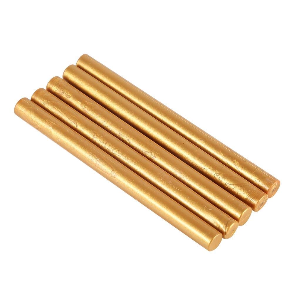 Premium 5-Piece Gold Sealing Wax Sticks for Vintage Wedding Invitations, Birthday Cards & DIY Crafts - Elegant Wax Seal Kit for Letters, Envelopes & Scrapbooking