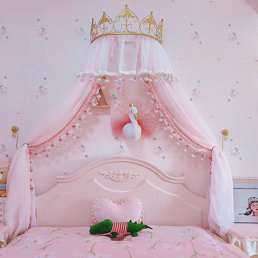 NADAENMF Princess Bed Canopy for Girls - Lace Netting Play Tent with Hanging Curtains, Kids Indoor Playhouse & Bedroom Decor for Baby Toddlers | Perfect for Birthday Gifts, Nursery Decor, and Imaginative Play