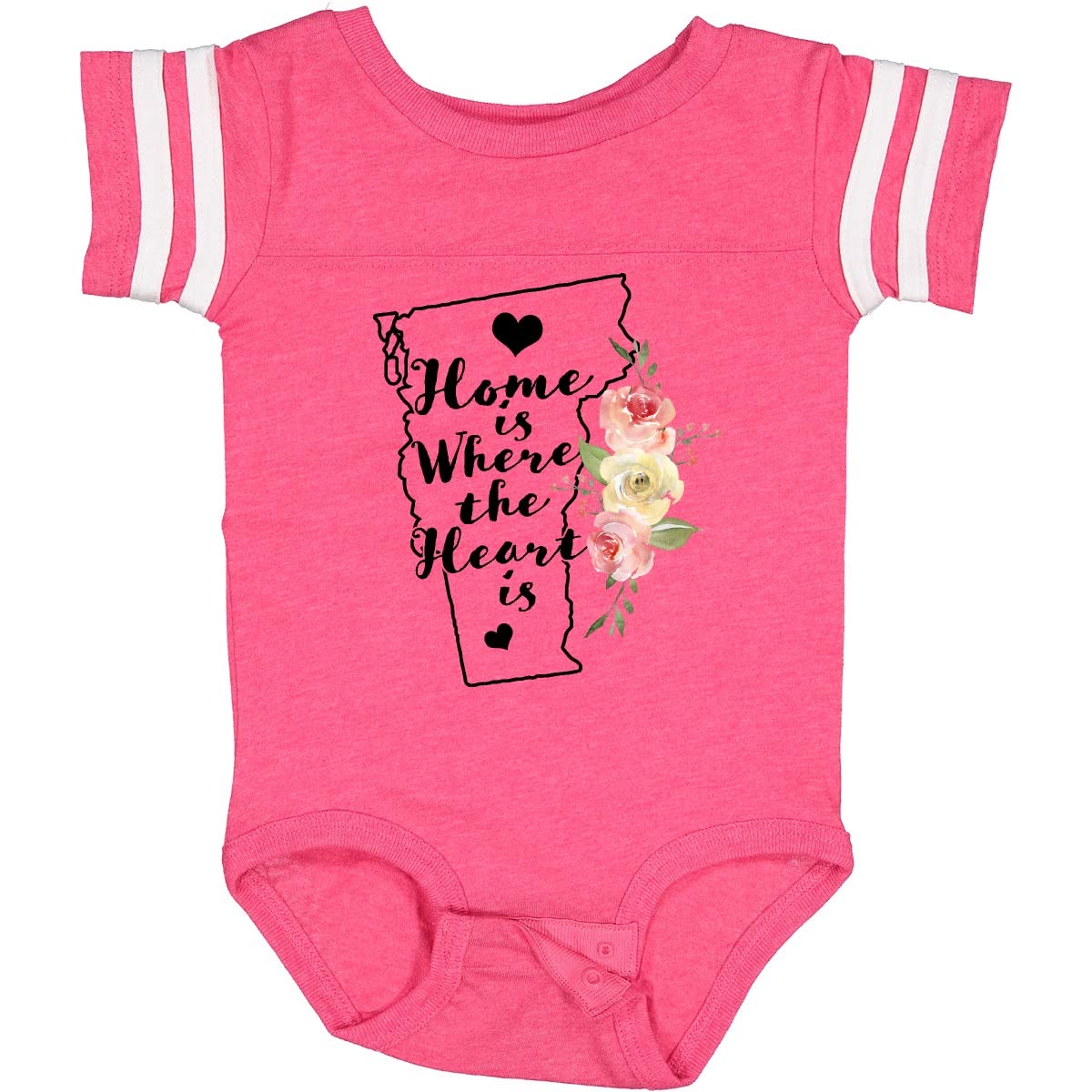 Inktastic Vermont Home is Where The Heart is Watercolor Baby Bodysuit - Soft Cotton Onesie for Newborns & Infants - Perfect for Family Photos, Holidays & Everyday Wear