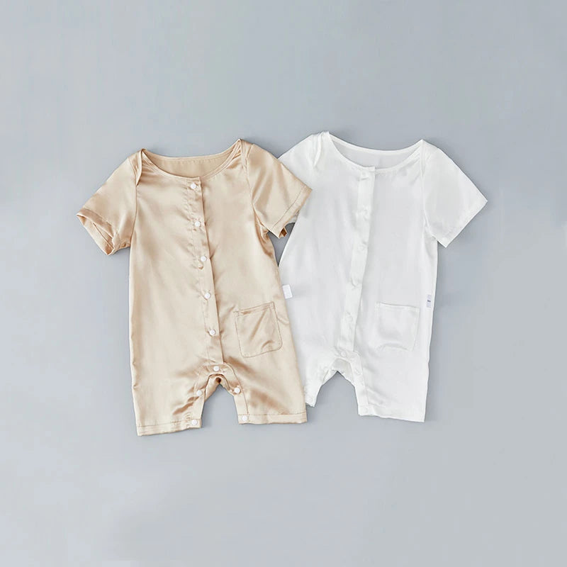 Soft & Breathable Baby Silk Onesies - Short Sleeve Romper for Newborns & Infants | Perfect for Summer, Playtime & Photo Shoots