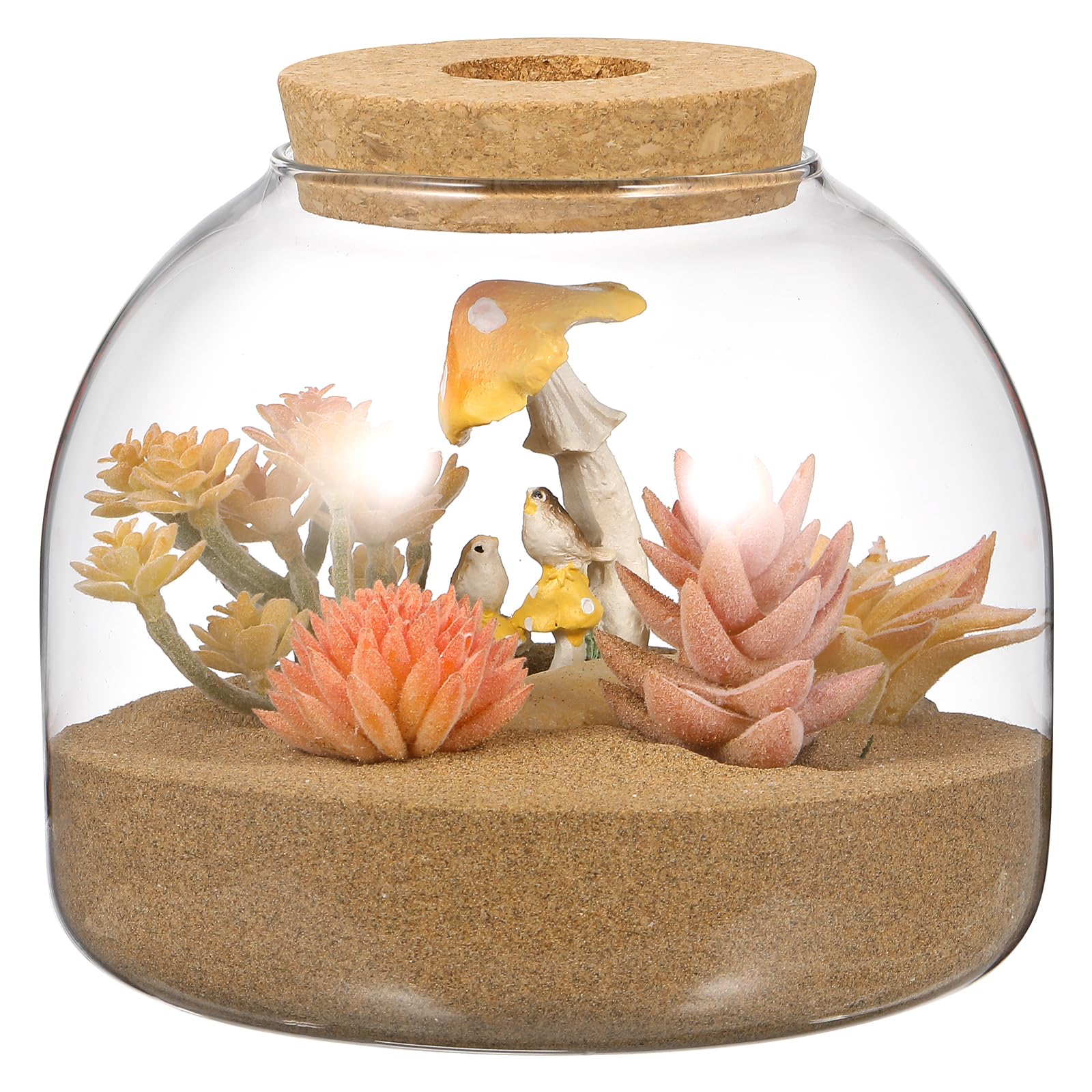 POPETPOP Glass Fish Tank with Cork Lid - Plant Terrarium & Tabletop Succulent Planter Aquarium for Betta Fish | Hydroponic Plants Terrarium for Home & Office Decor | Perfect for Desk Decor, Wedding Centerpieces & Gift Ideas
