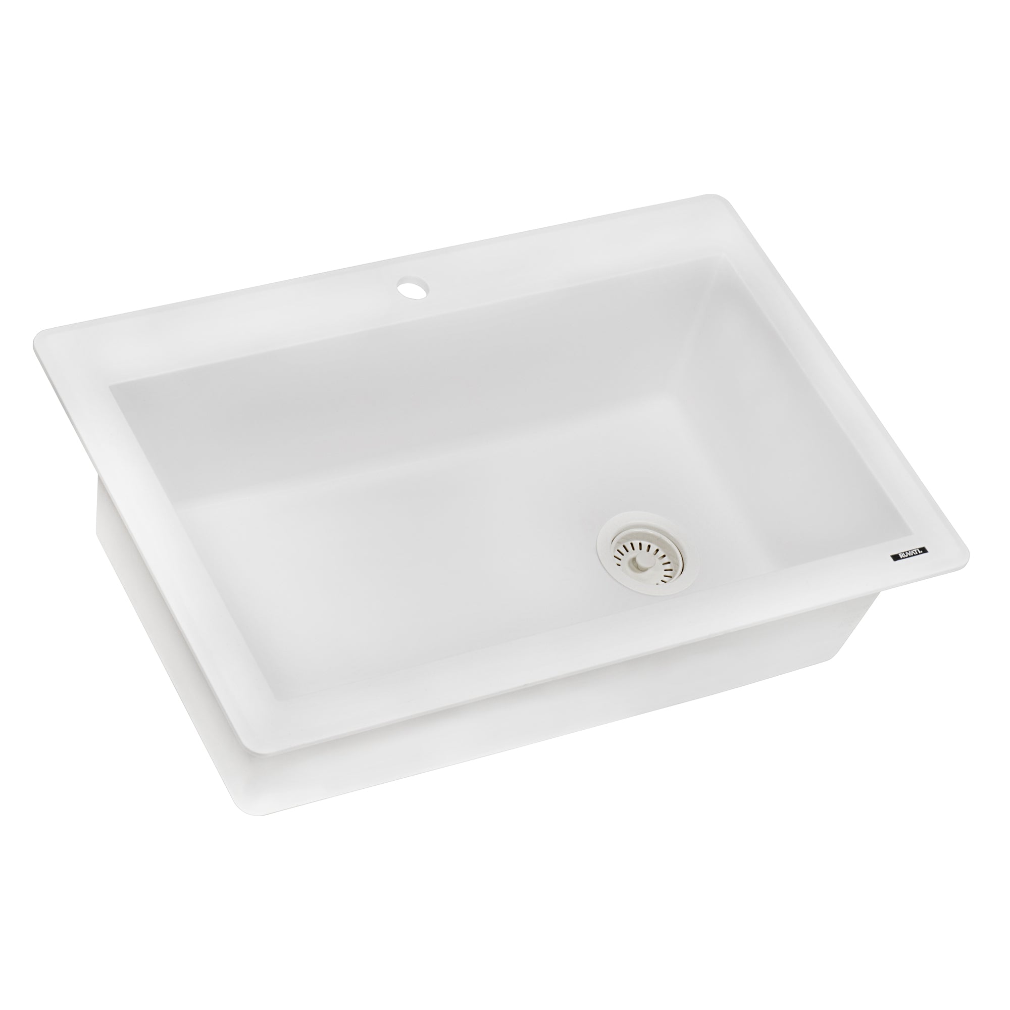 33x22 Granite Topmount Offset Drain Single Basin Kitchen Sink in Arctic White - Perfect for Modern Farmhouse & Contemporary Kitchen Remodels