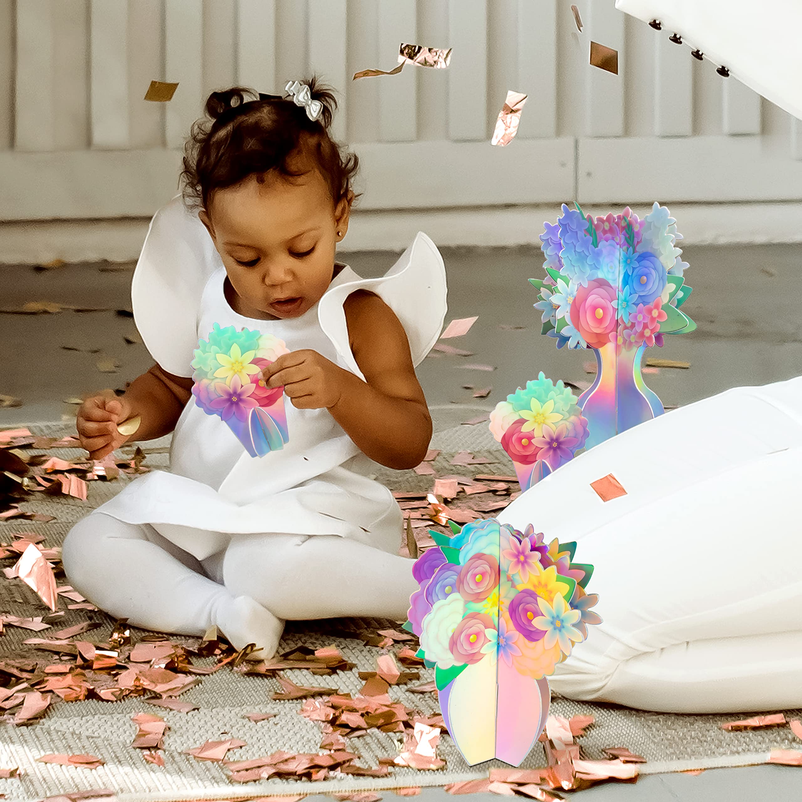 Cheerland Iridescent Party Decorations - Holographic Flower Centerpieces for Birthday, Wedding, Baby Shower & Table Decor | Elegant & Shimmery Party Supplies for Festive Celebrations & Special Events