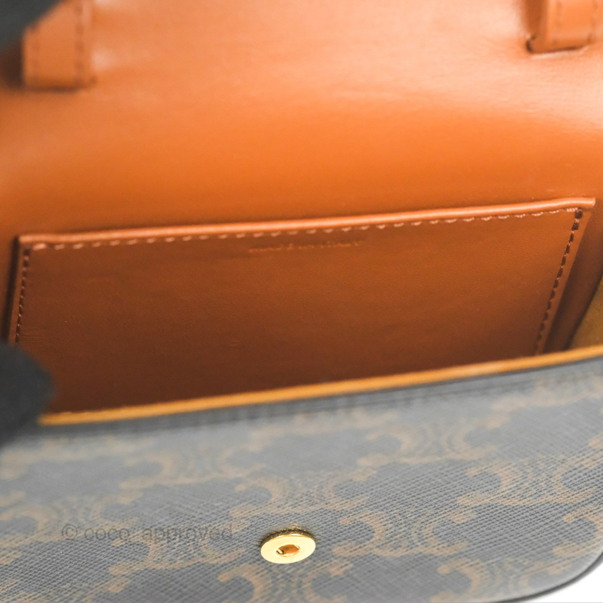 Celine Tan Canvas and Calfskin Mini Triomphe Crossbody Bag - Stylish Luxury Handbag for Women, Perfect for Everyday Use, Work, and Special Occasions