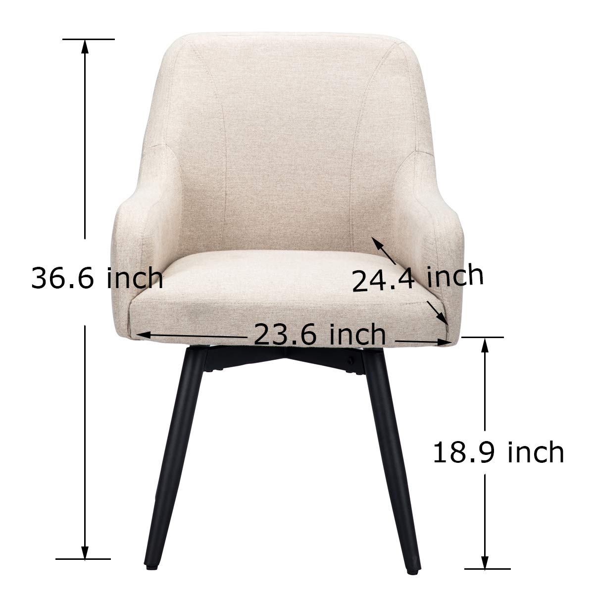 Modern Accent Chairs Set of 2 - Upholstered Swivel Armchairs for Living Room, Bedroom & Dining Room - Beige Fabric Lounge Chairs - Perfect for Home Decor, Reading Nook & Guest Seating