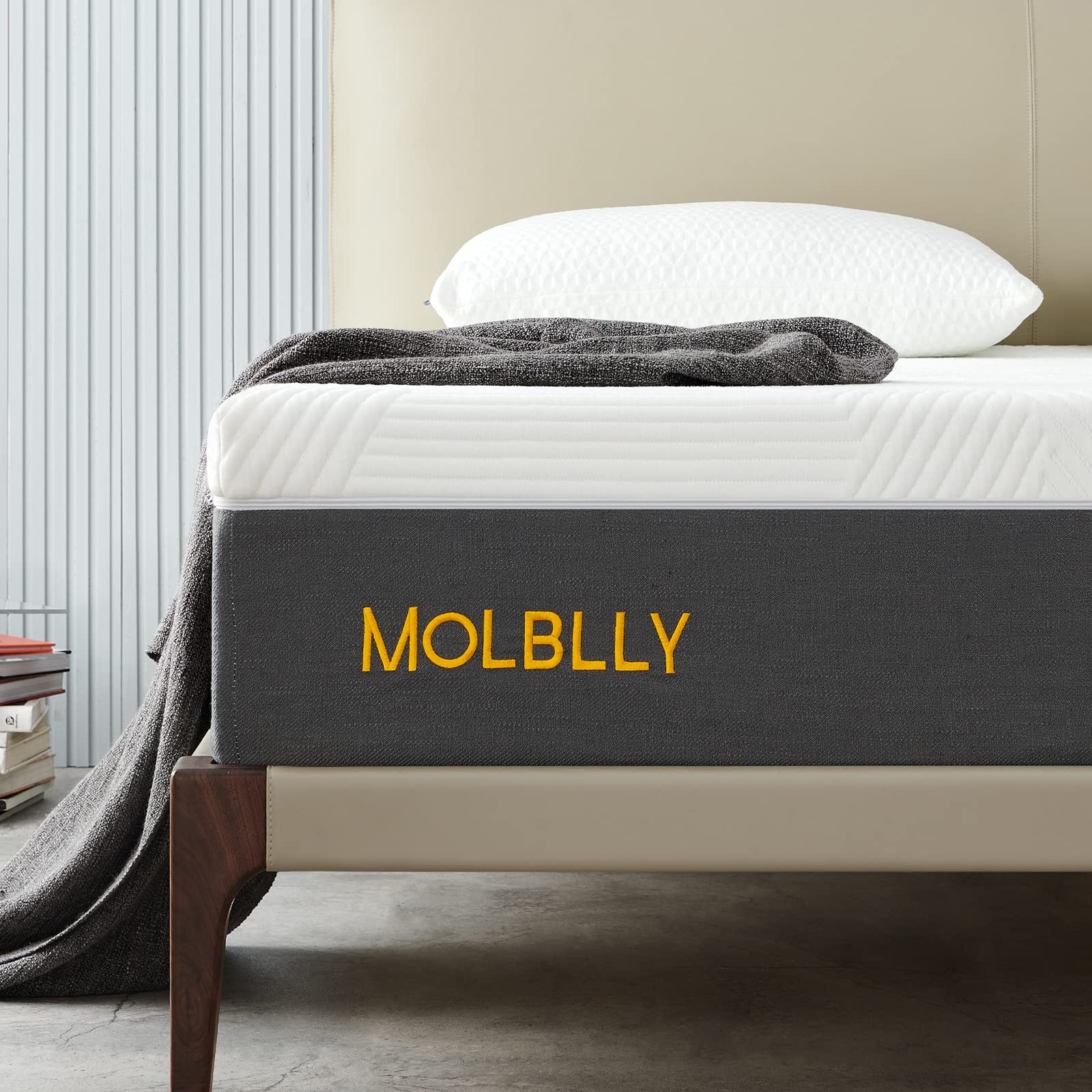 Molblly 10 Inch King Size Gel Memory Foam Mattress in a Box - Fiberglass Free, Motion Isolation, Back Pain Relief & Cooling Sleep - 10-Year Warranty - Perfect for Master Bedrooms, Guest Rooms & Hot Sleepers
