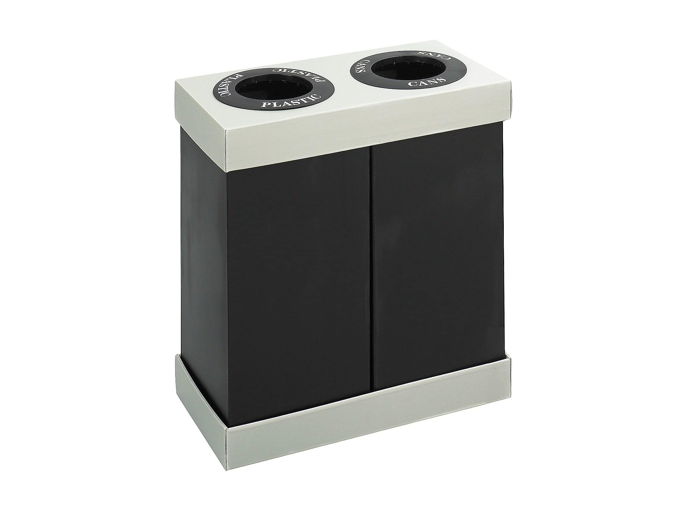 Safco 9794BL At-Your-Disposal Recycling Center - 28 Gallon Dual Bin System, Durable Polyethylene Waste Bins in Black - Perfect for Office, Home, or Classroom Recycling Organization