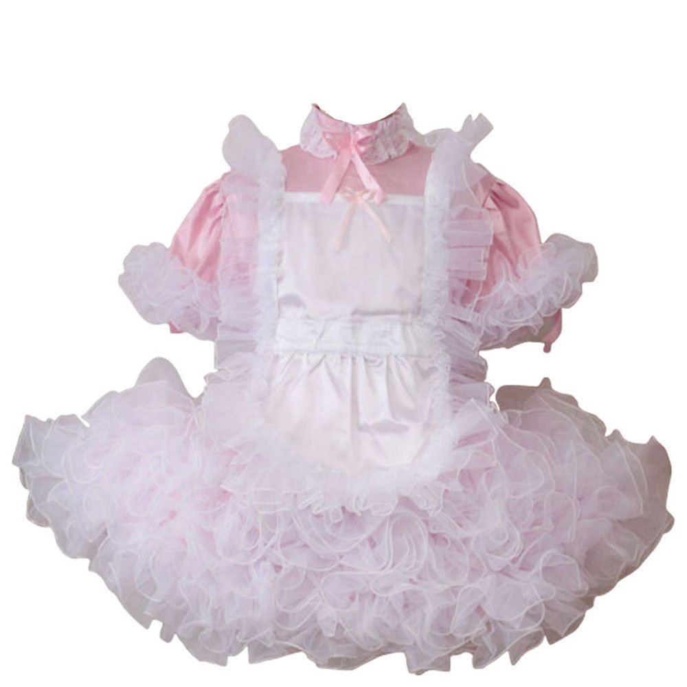 Sexy French Maid Costume for Women - White Satin & Organza Puffy Dress - Halloween Cosplay, Role Play, Bachelorette Party Outfit