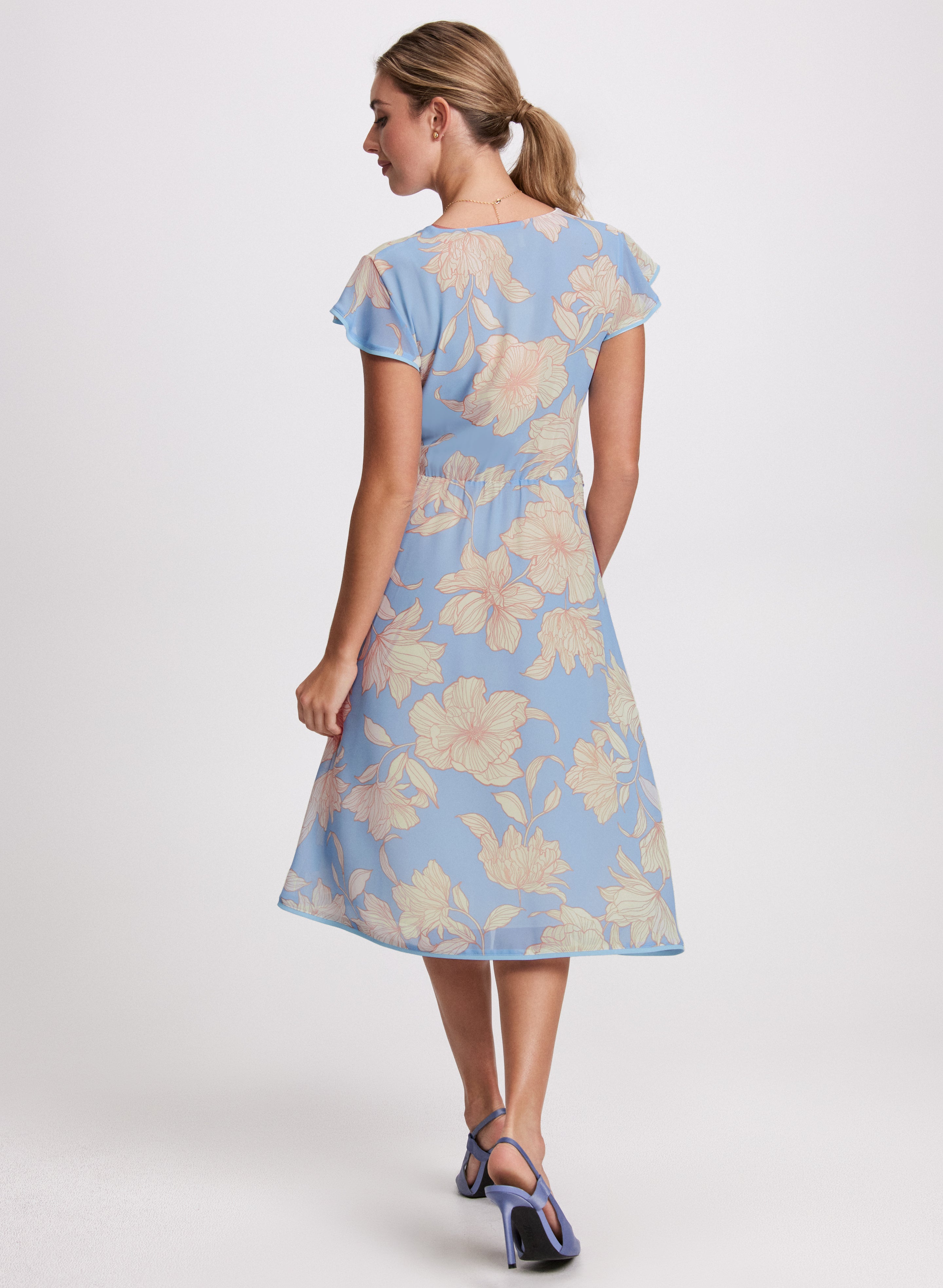 Elegant Belted Floral Dress for Women - Summer Flowy Maxi Dress with Adjustable Waist Tie - Perfect for Beach, Vacation & Date Night