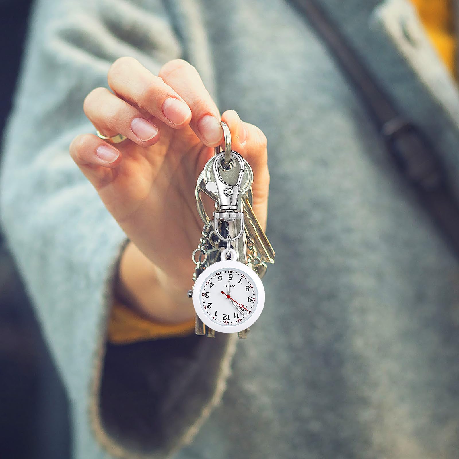 Balacoo Clip On Pocket Watch for Nurses & Doctors - Digital Hanging Badge Watch for Women & Men, Portable Fob Watch with Clip (White) - Perfect for Medical Professionals, Healthcare Workers & Students