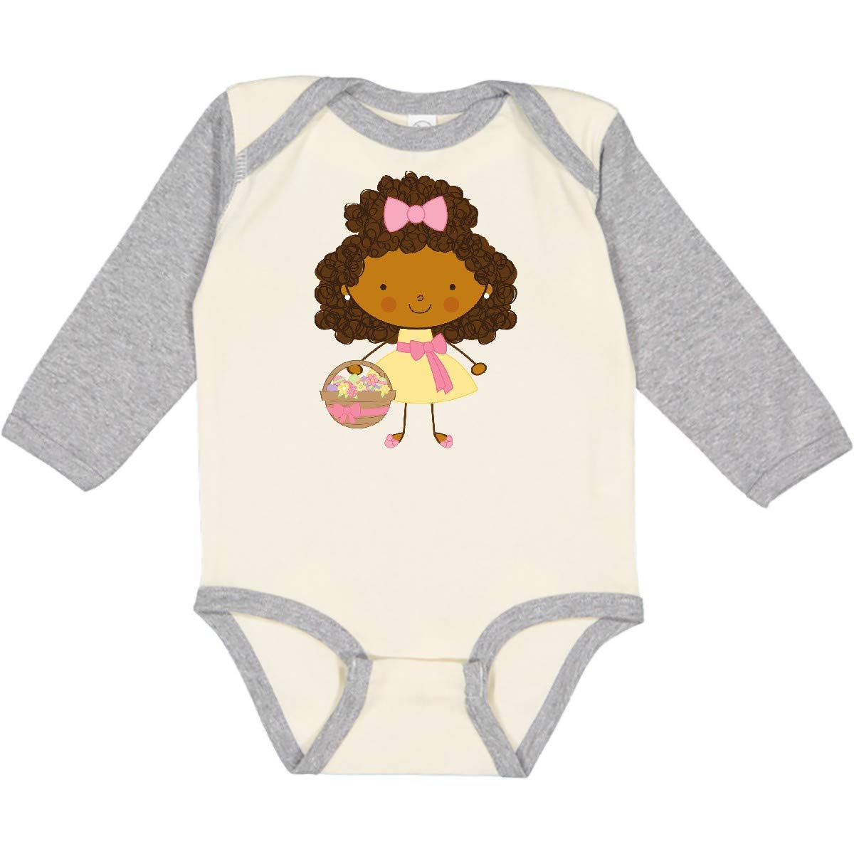 Inktastic Easter African American Girl Long Sleeve Baby Bodysuit - Perfect for Easter Celebrations, Family Photos & Holiday Outfits