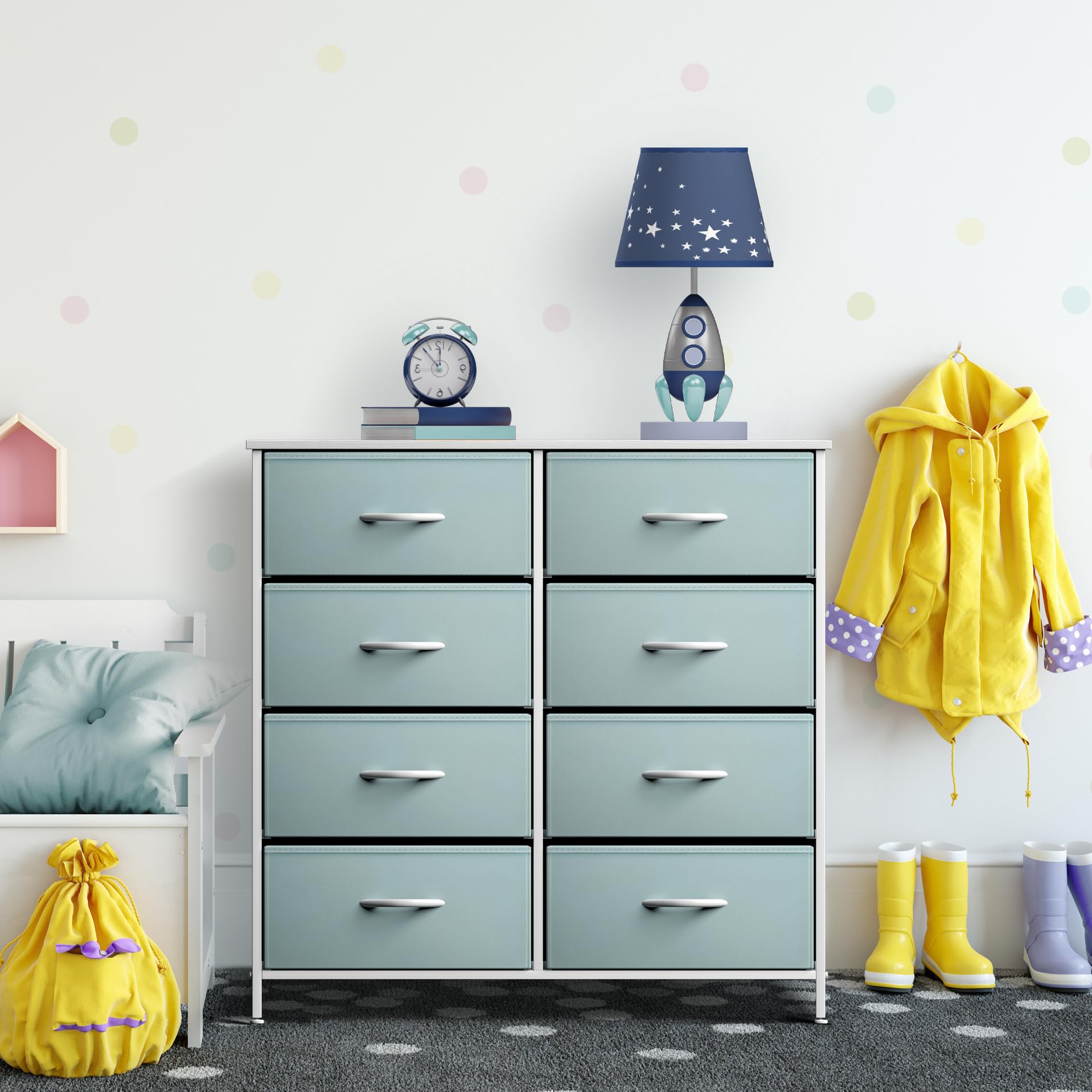 Sorbus 8-Drawer Kids Dresser Organizer - Sturdy Storage Chest for Clothes, Toys & Accessories - Perfect for Bedroom, Nursery, Closet & Playroom (Aqua Blue, 31.5