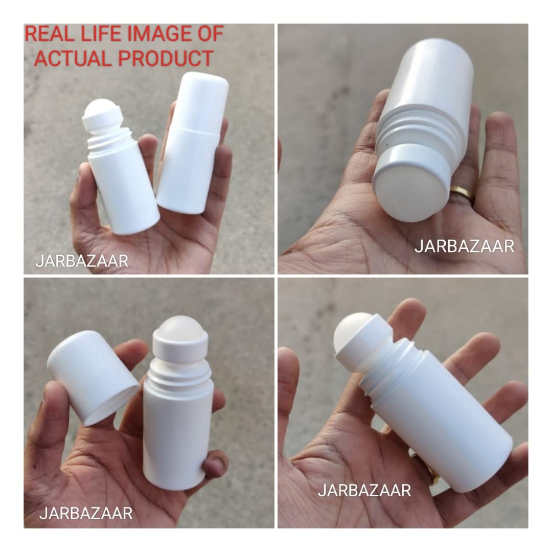 4-Pack 50ml Empty Refillable White Plastic Deodorant Bottles with Roller Balls - Essential Oil Roller Bottles for DIY Perfume, Aromatherapy & Travel (Set of 4) | Perfect for Home, Gym & On-the-Go Use