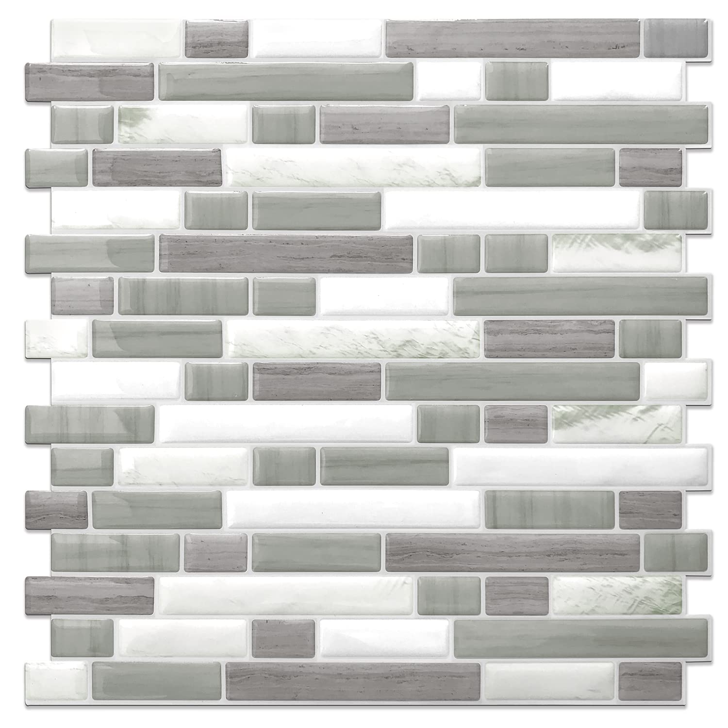 STICKGOO Thick Peel and Stick Tile Backsplash - 12”×12” Self Adhesive Wall Tiles for Kitchen & Bathroom - Easy Installation, Waterproof & Removable (10 Sheets, Gray) - Perfect for DIY Home Renovation, Apartment Upgrades, and Rental Property Decor