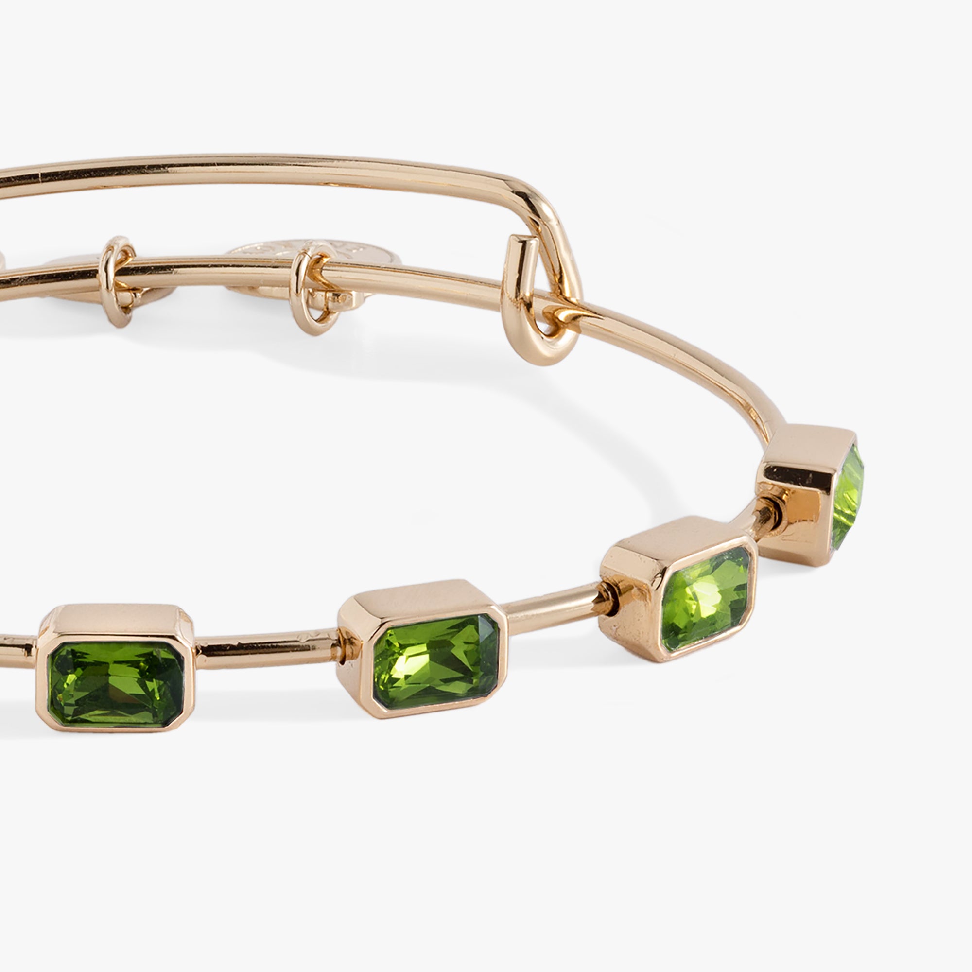 August Birthstone Emerald Cut Bangle - Sterling Silver Peridot Bracelet for Women | Elegant Jewelry Gift for Birthday, Anniversary & Special Occasions