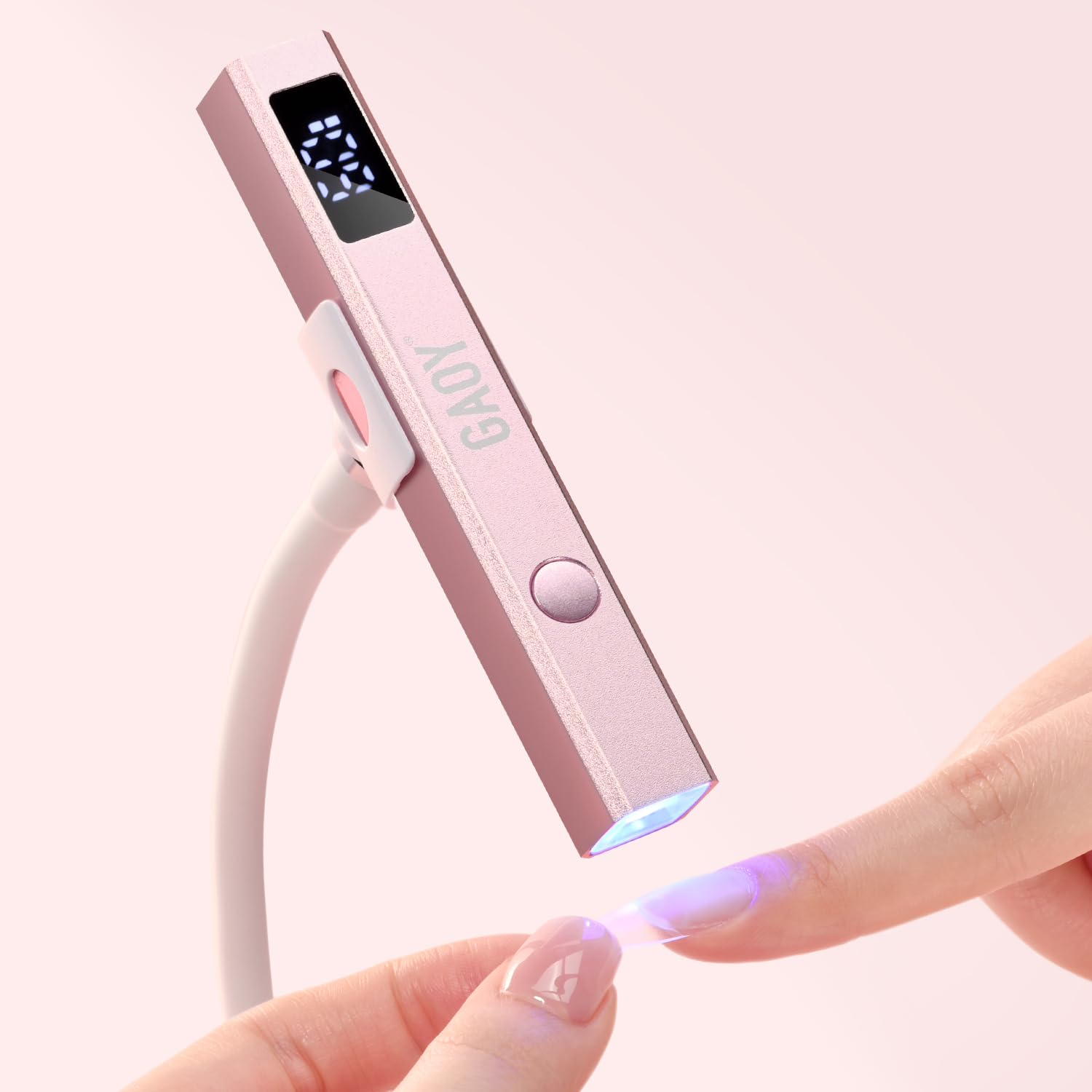 GAOY Cordless UV Nail Lamp with Stand - Rechargeable USB LED Gel Nail Dryer for Fast Curing, Mini Handheld Nail Light with LCD Display (Rose Gold) | Perfect for Home Manicures, Salon Professionals & Travel Nail Care