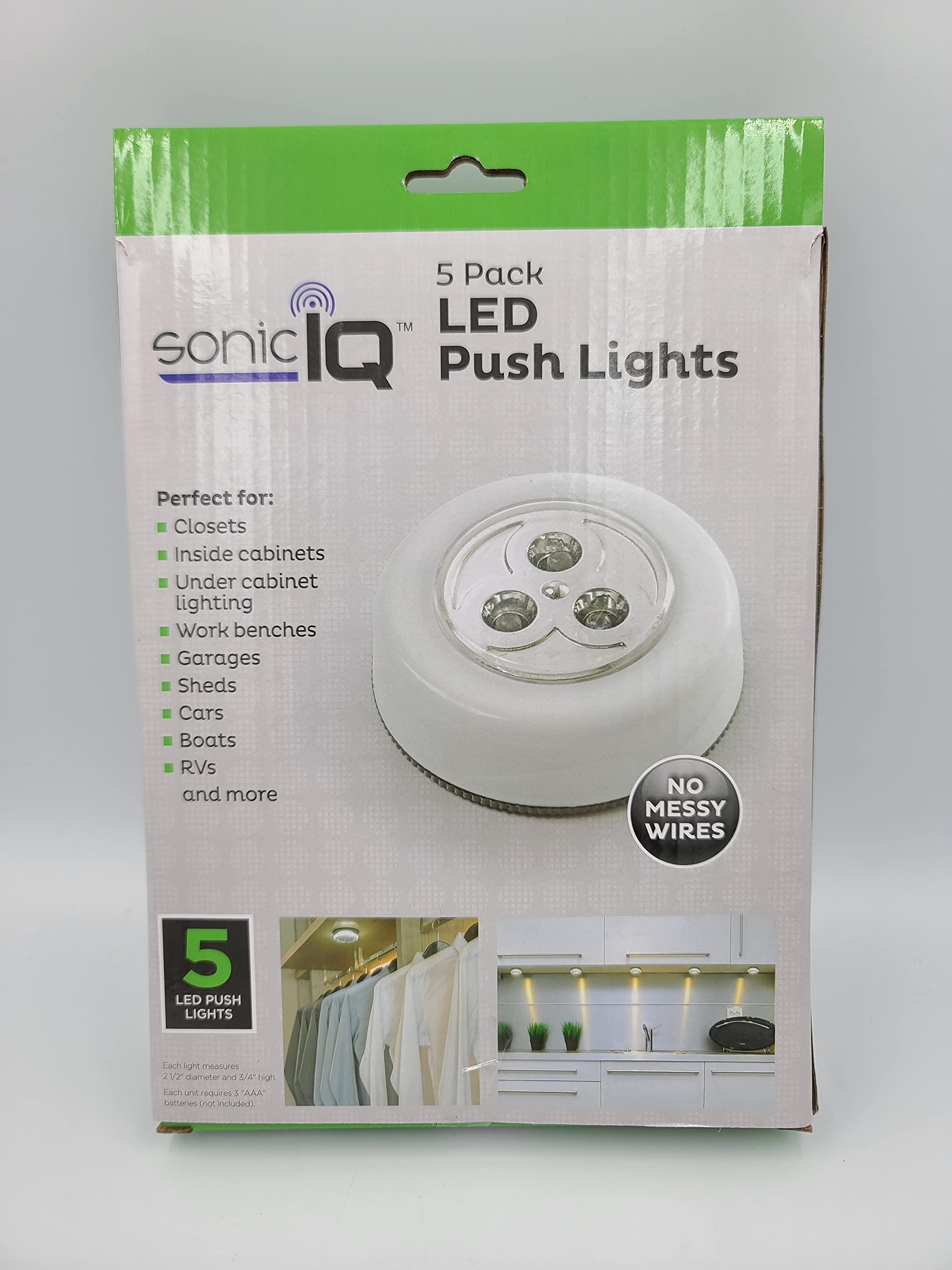 10 Pack Premium LED Push Lights - No Wires, Battery Operated, Perfect for Closets, Cabinets, Wardrobes & Night Lights