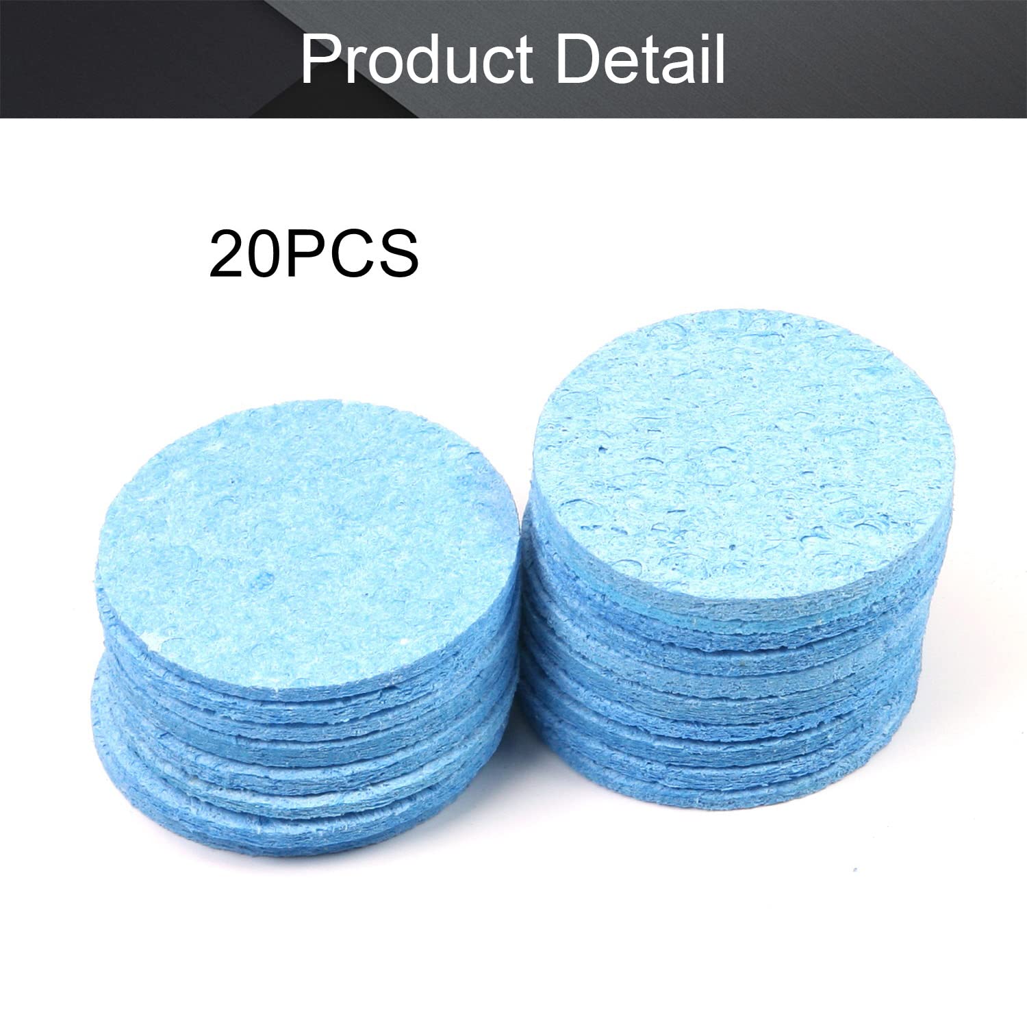 Fielect 20Pcs Blue Round Soldering Sponge 55mmx55mmx11mm - Premium Solder Tip Cleaner for Soldering Irons | Ideal for Electronics Repair, DIY Projects & Circuit Board Maintenance