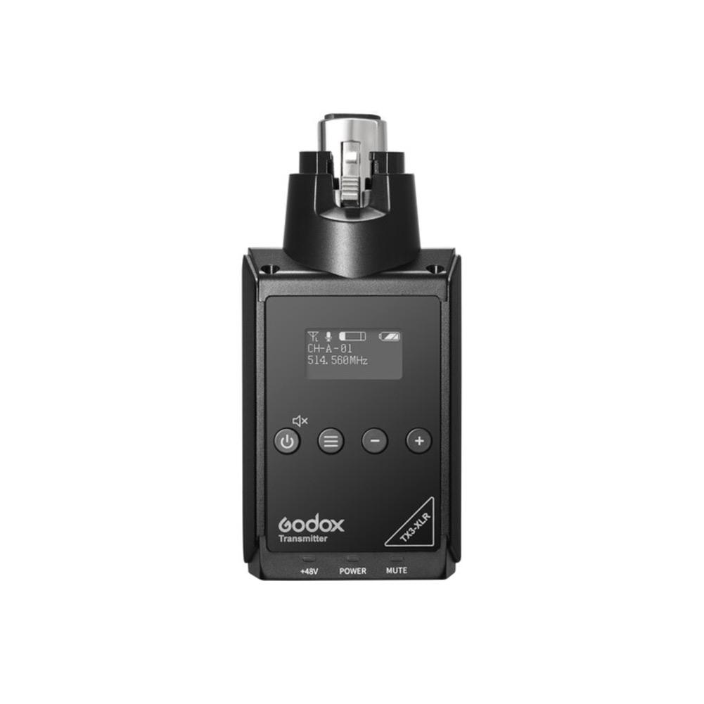 Godox TX3 XLR Plug-On Wireless XLR Transmitter (514-596MHz) - Professional Audio Transmitter for Live Performances, Podcasting & Studio Recording