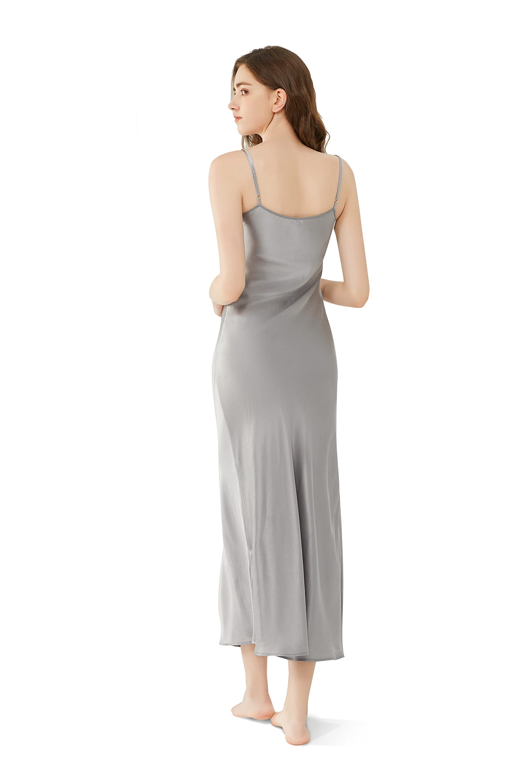 Orose Premium Low Cut Back Long Silk Nightgown for Women - Elegant Sleepwear & Loungewear for Comfortable Nights and Relaxing Evenings