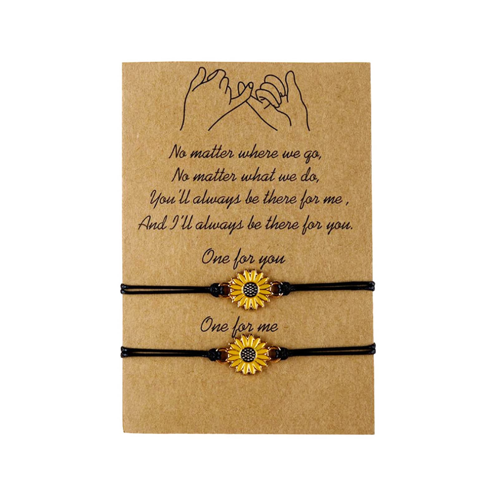 **Boho Sunflower Friendship Bracelet - Handmade Pinky Promise Jewelry Gift for Best Friends, Teen Girls, Couples & Women | Perfect for Birthdays, Anniversaries & Everyday Wear**