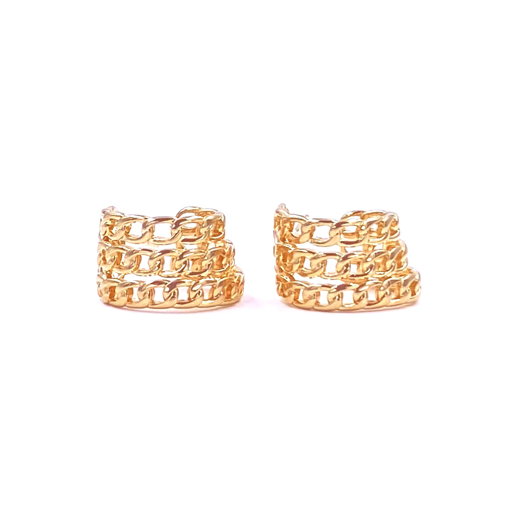 Ashley Gold Stainless Steel Gold Plated Triple Link Bar Earrings for Women - Hypoallergenic Fashion Jewelry for Party, Wedding & Everyday Wear