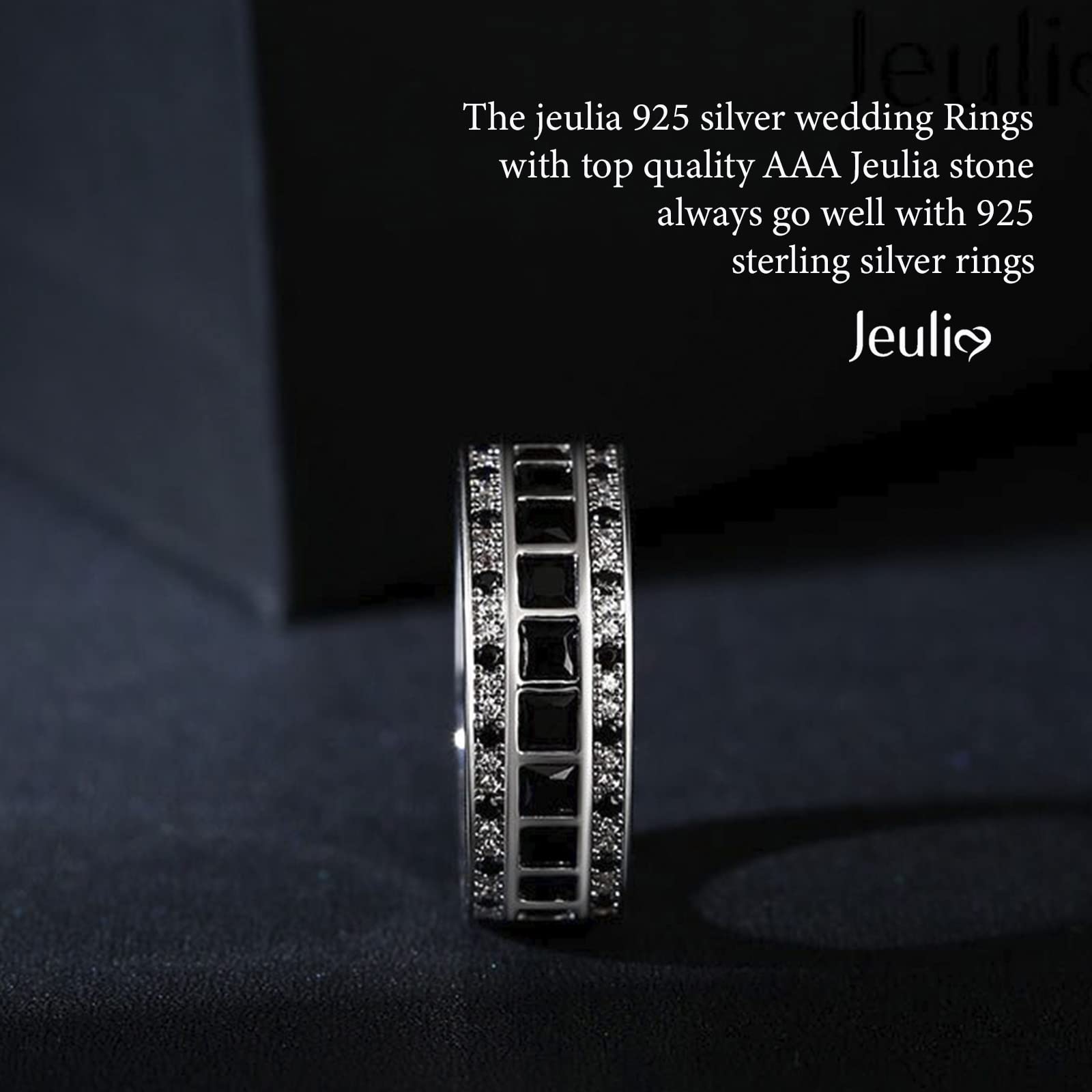 Jeulia Men's Wedding Diamond Band - Sterling Silver Eternity Ring with Princess Cut for Women & Men | Stackable Engagement Ring Set in Jewelry Gift Box | Perfect for Anniversaries, Proposals & Special Occasions