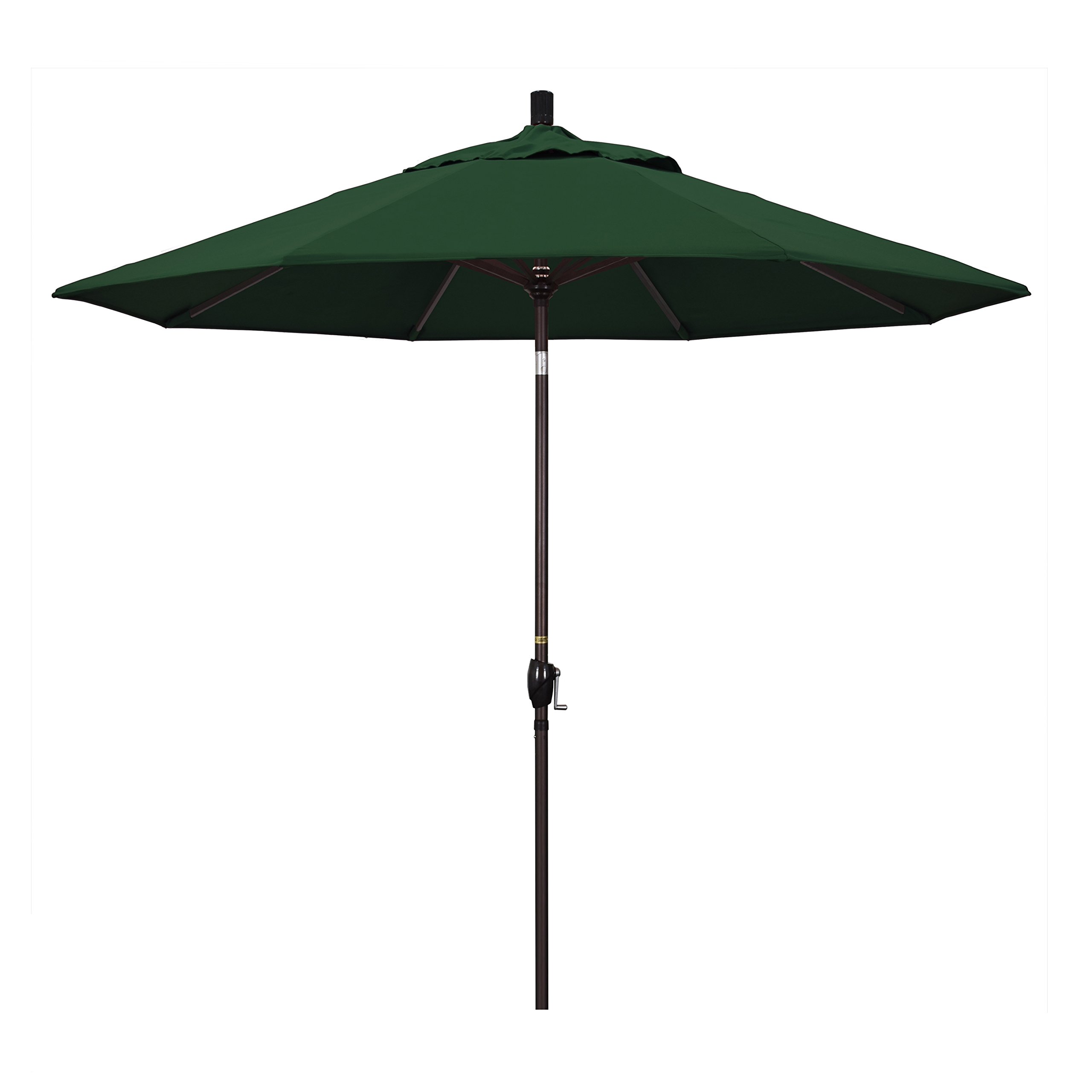 7.5' Round Aluminum Patio Umbrella with Crank Lift & Push Button Tilt - Bronze Pole in Pacifica Hunter Green - Perfect for Outdoor Dining, Poolside Lounging & Backyard Decoration