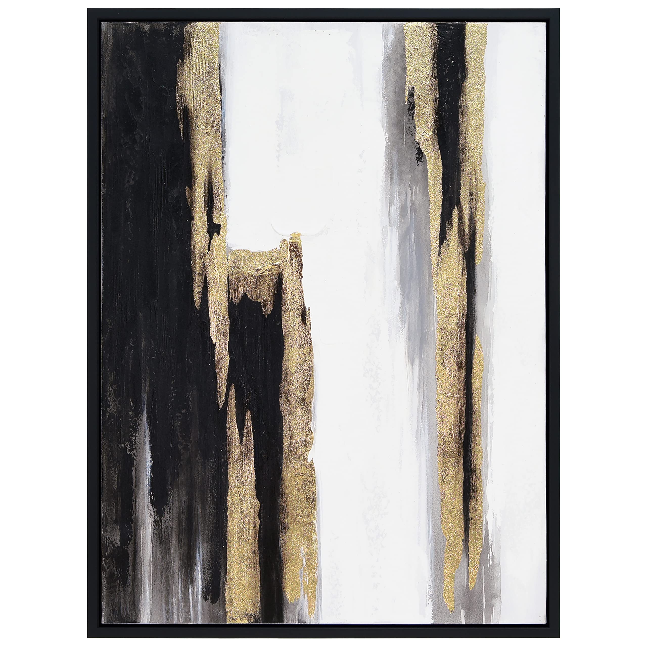 Martin Edwards Hand Painted Abstract Canvas Wall Art - Textured Black Framed Painting 40x30 Inches - Modern Home & Office Decor for Living Room, Bedroom or Gallery Display (Solemn Night Collection)