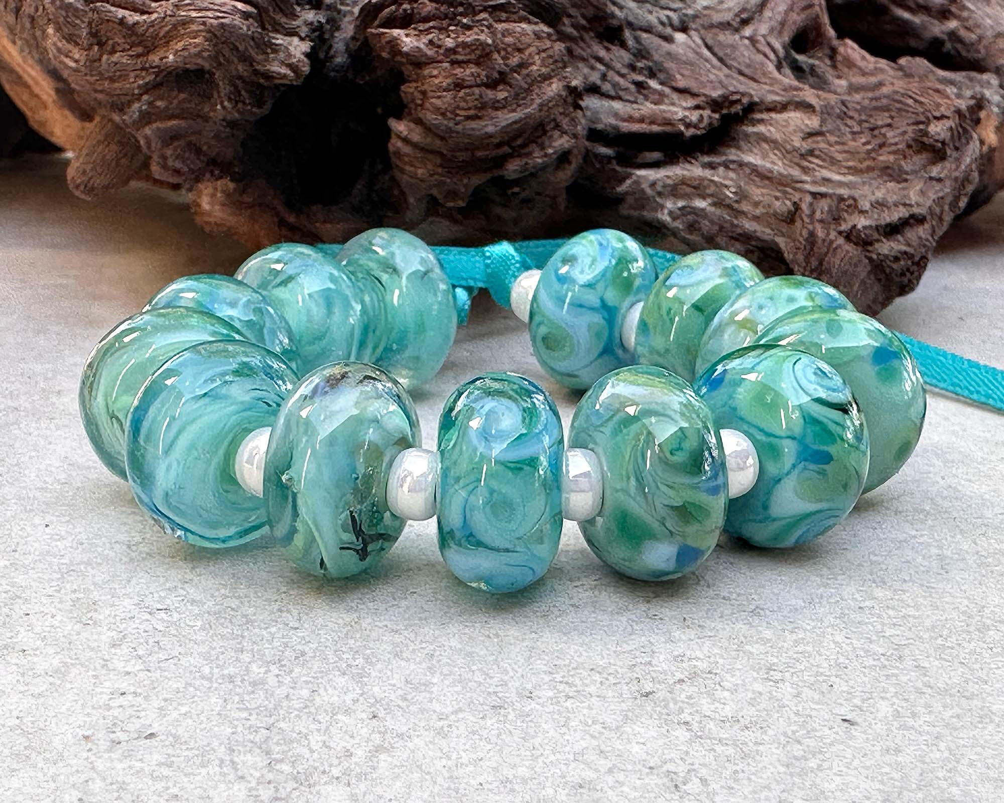 13pcs Caribbean Charm Lampwork Glass Beads Set for Jewelry Making - DIY Bracelet, Necklace & Craft Projects - Perfect for Beach, Boho & Summer Style Accessories