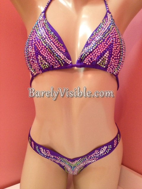 FG32 Figure Physique Suit - Rainbow Rhinestone Bedazzled Competition Posing Suit for Women's Bodybuilding & Fitness Shows | Perfect for Stage Performances, Pageants, and Dance Costumes