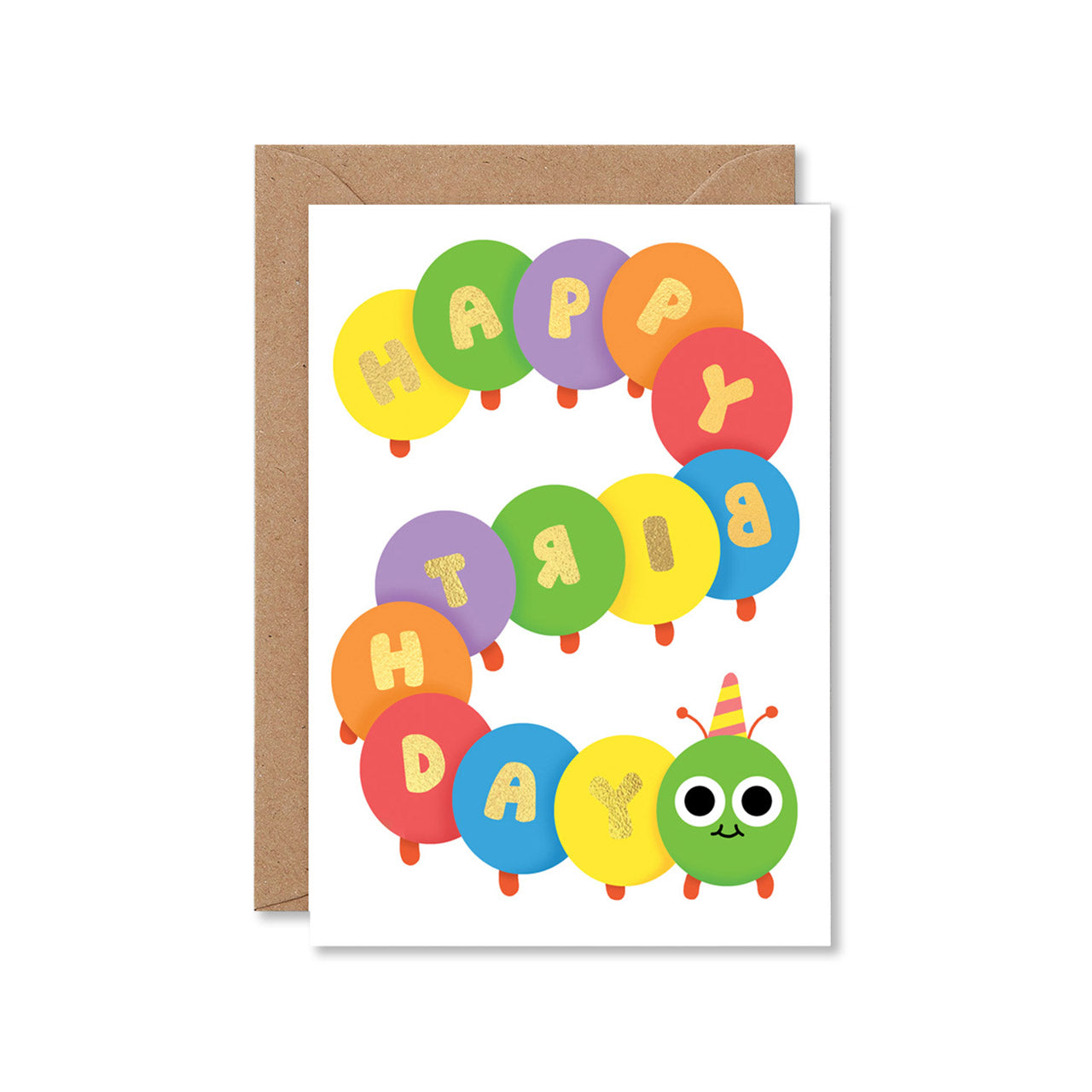 Happy Birthday Caterpillar Greeting Card - Cute Insect-Themed Birthday Card for Kids & Nature Lovers - Perfect for Birthdays, Parties & Special Occasions