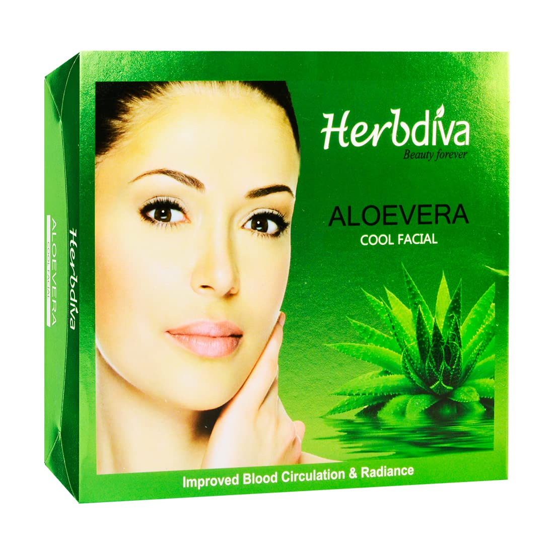 Herbdiva Aloe Vera Cool Facial Kit 130g - Hydrating & Brightening Skincare with Aloe Vera Extract for Improved Blood Circulation & Radiance | Perfect for Daily Facial Care & Soothing Sunburn