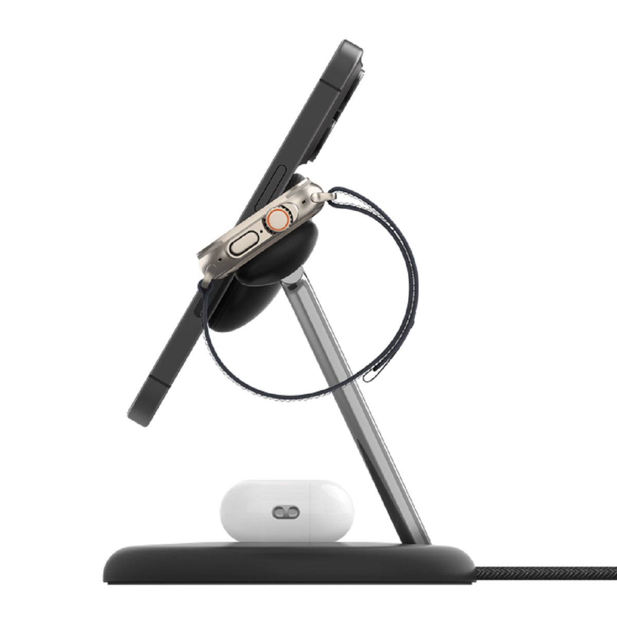 Belkin BoostCharge Pro Qi2 3-in-1 Wireless Charging Stand - 15W Fast Charging for iPhone, Android & AirPods - Perfect for Home, Office & Nightstand Use