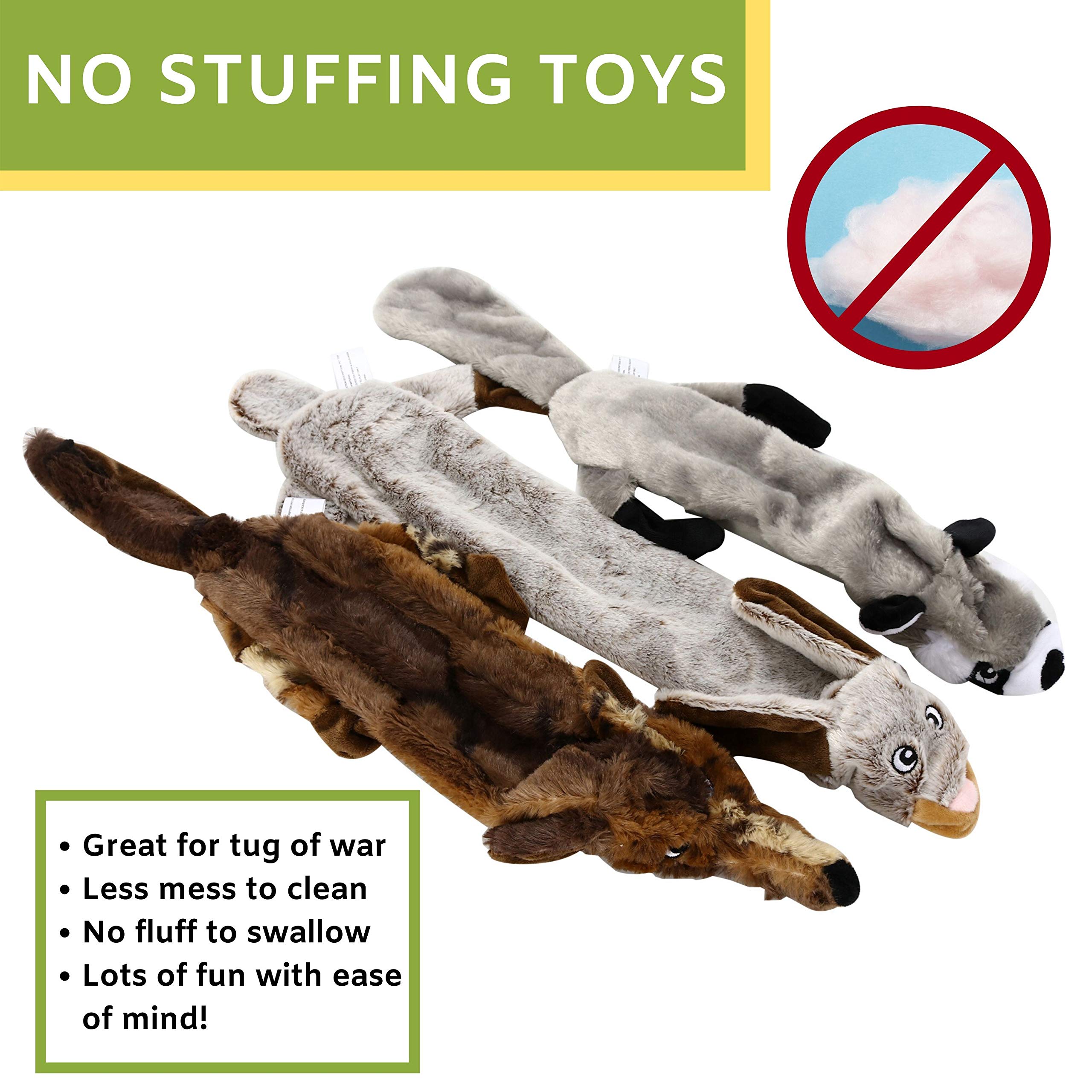Nature’s Buddy Plush Dog Toys - 5 Pack Squeaky Chew Toys for Puppies & Small Dogs - Durable, Soft & Interactive No-Stuffing Bundle (3 Varieties) - Perfect for Playtime, Training & Cuddling