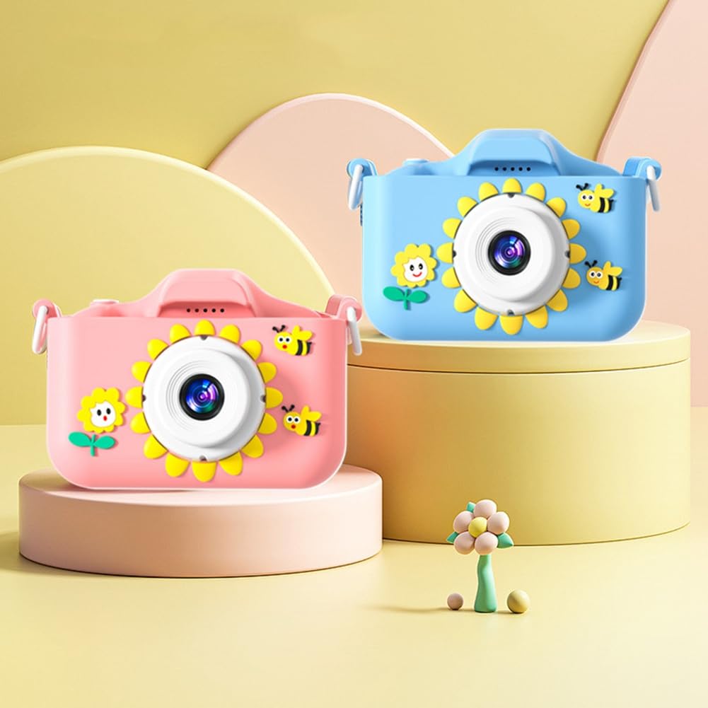 Decqerbe HD 96MP Digital Camera with Zoom - Compact Kids Sunflower Cartoon Camera in Pink | Perfect for Birthday Gifts, Travel Photography & Children's First Camera