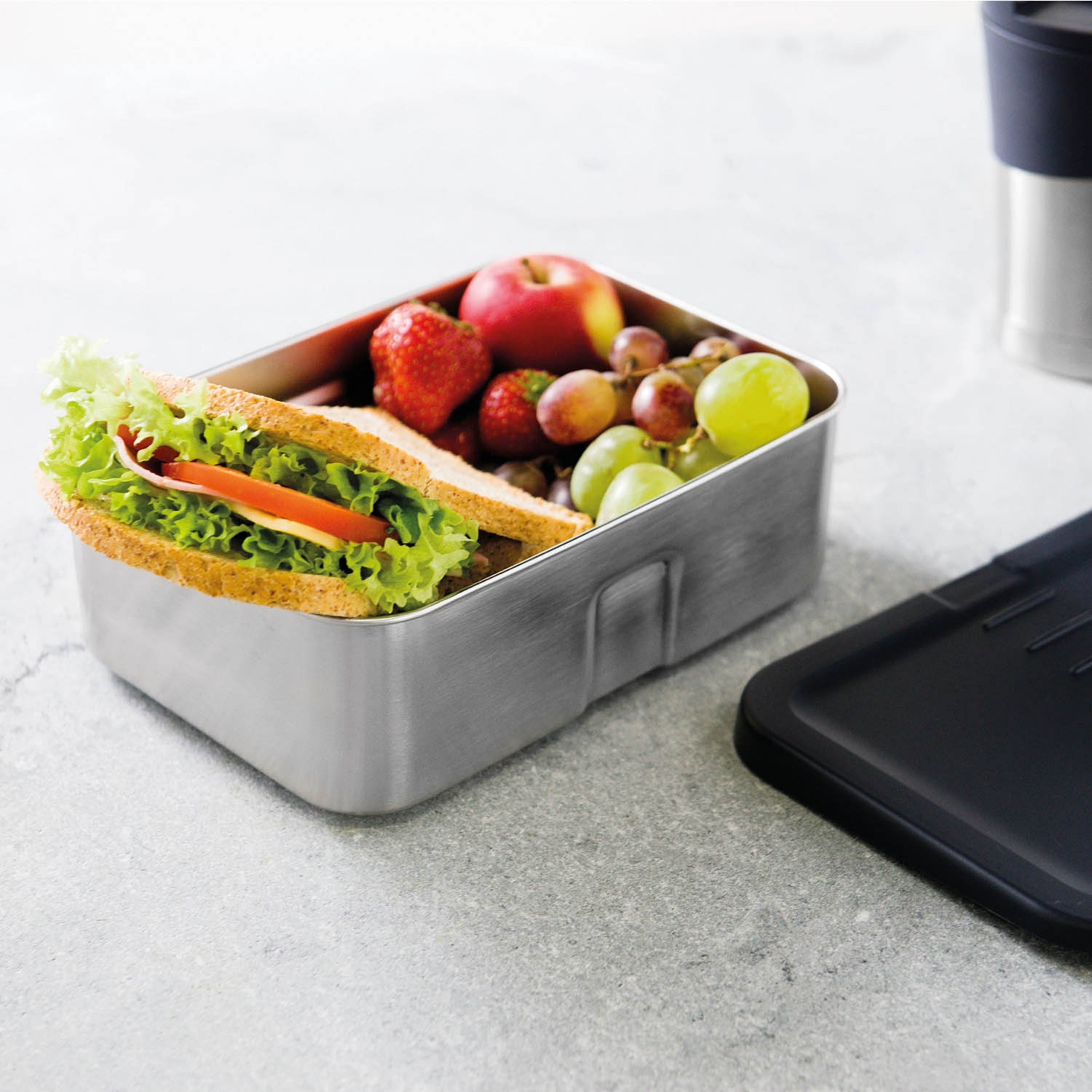 BergHOFF Essentials 6-Piece 18/10 Stainless Steel Lunch Box Set for Two - Durable & Leak-Proof Meal Prep Containers for Office, School & Picnics