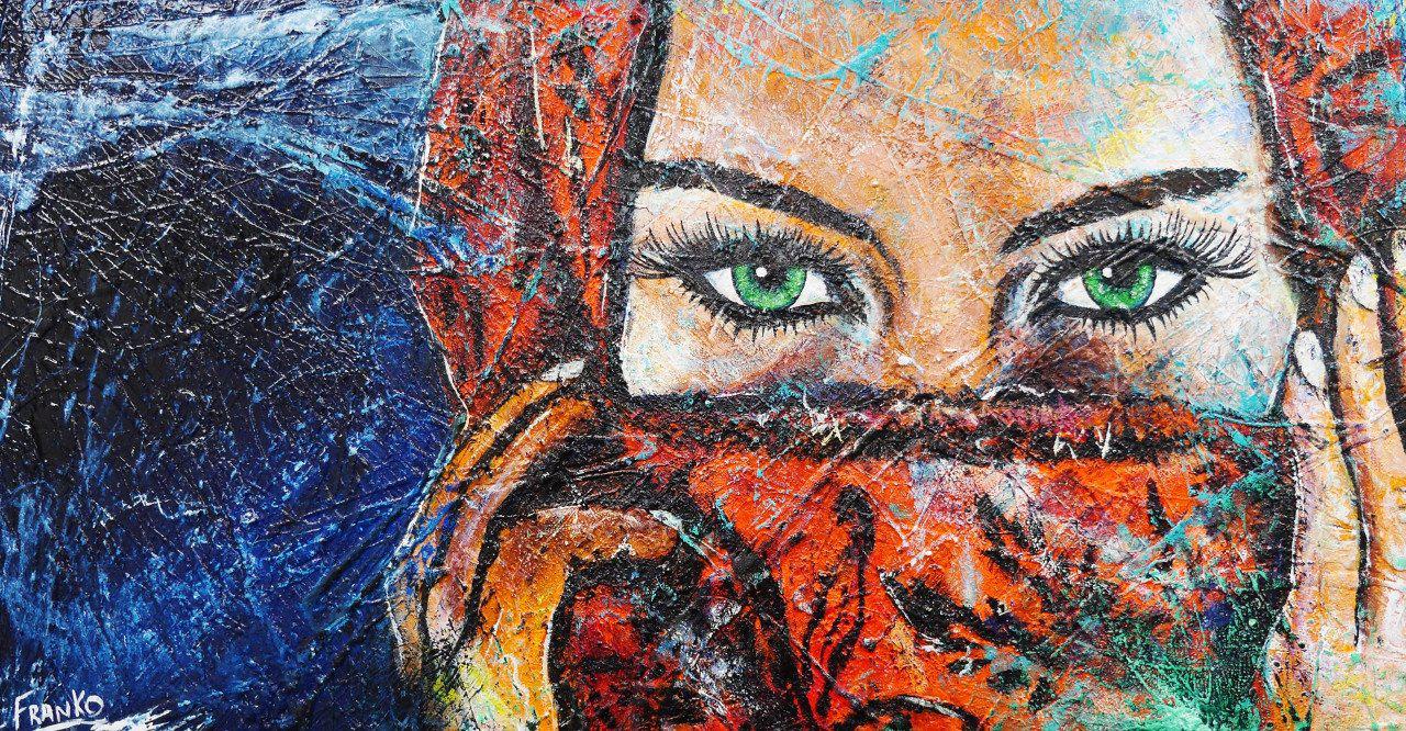 Abstract Realism Green Eyes Art Print - Modern Wall Decor for Living Room, Bedroom & Office - Unique Home Decor Gift Idea