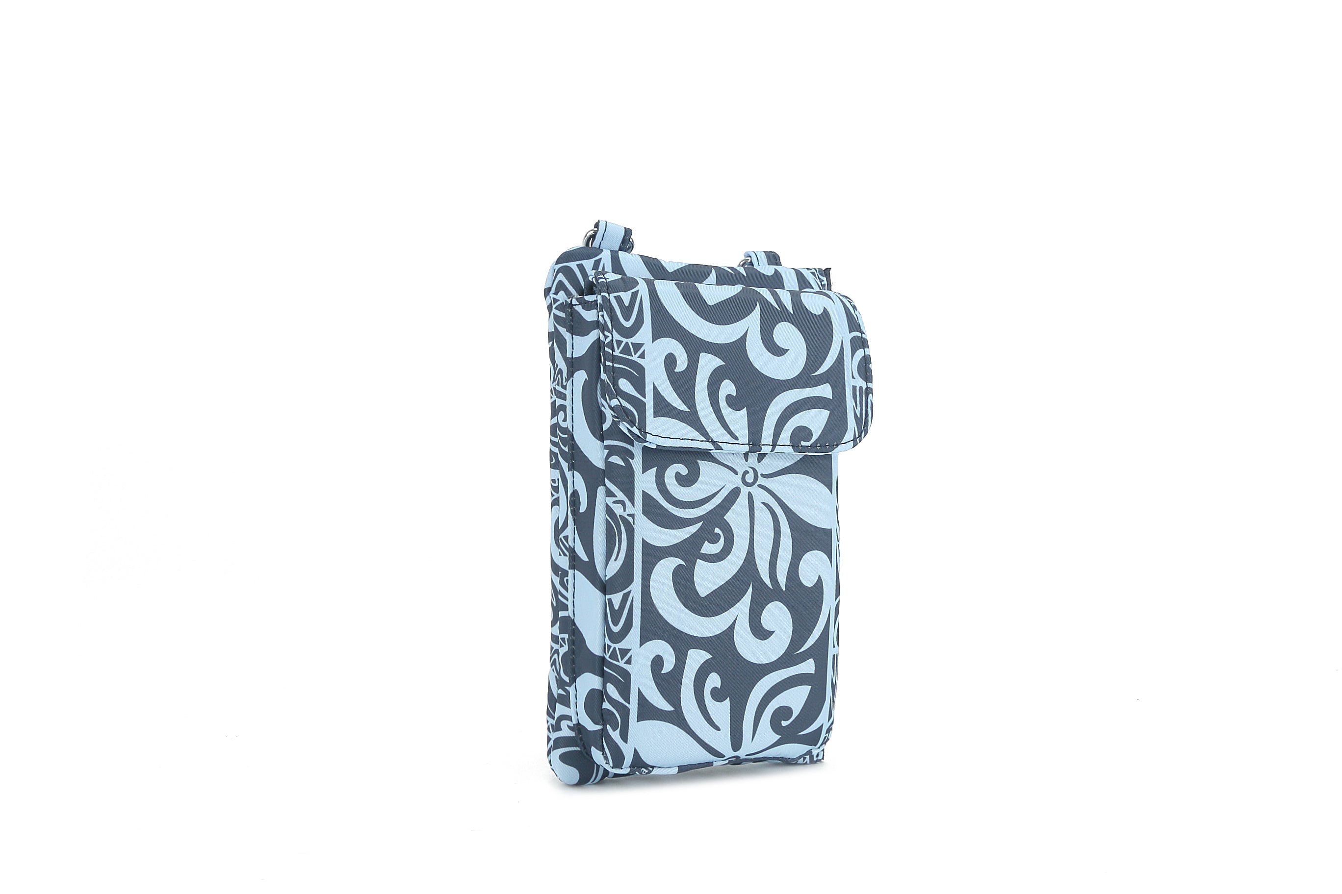 Anna Keʻolu Tapa Tiare Teal Crossbody Phone Wallet for Women - RFID Blocking & Multi-Pocket Design - Perfect for Travel, Shopping, and Everyday Use